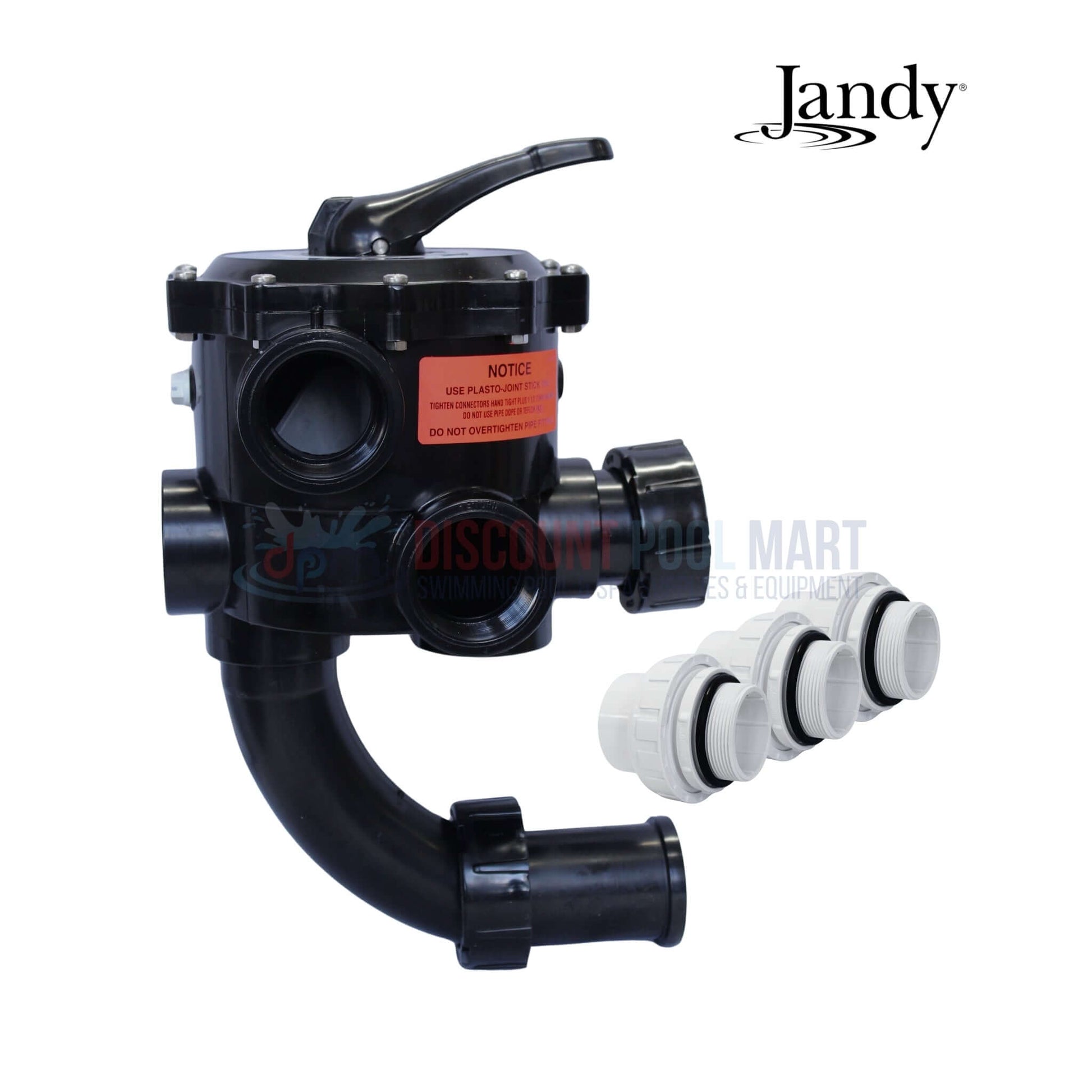 A0553645 | Jandy DEL48/60 2" Side Mount Multiport Valve with durable handle, showcasing molded ABS and three fittings from Discount Pool Mart.