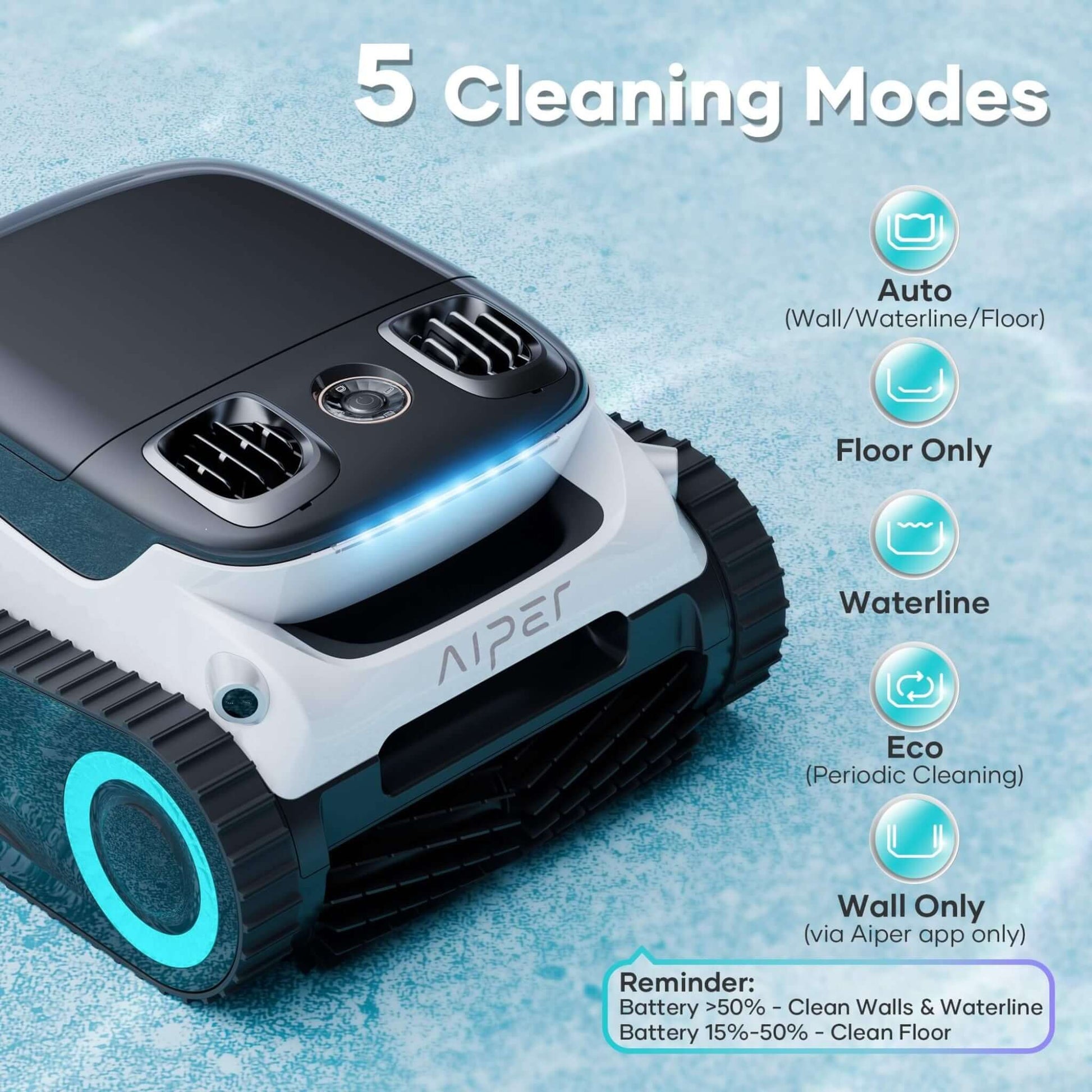 Aiper Scuba N1 Ultra Cordless Robotic Cleaner with 5 cleaning modes, designed for effective pool maintenance, AI00426365001.