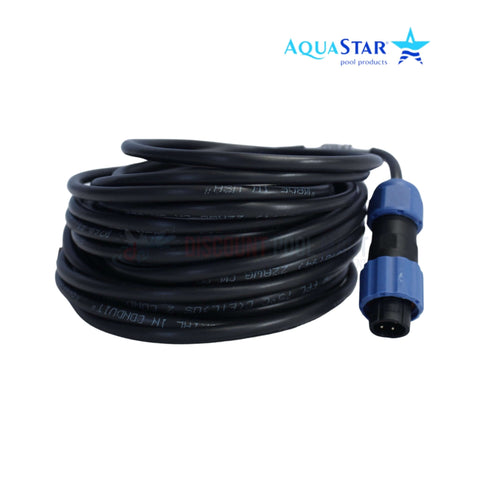 AP2006 | AquaStar Communication Cable 20' for Pipeline Pump, showing black cable with blue connector. Ideal for pool supplies.