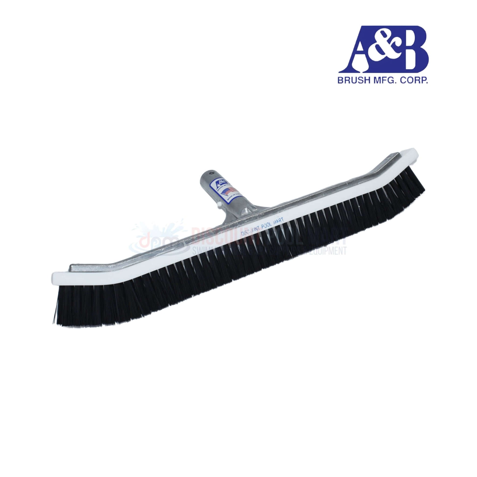 A&B 18" Heavy-Duty Curved Pool Brush with black nylon bristles for efficient cleaning at Discount Pool Mart DPM.