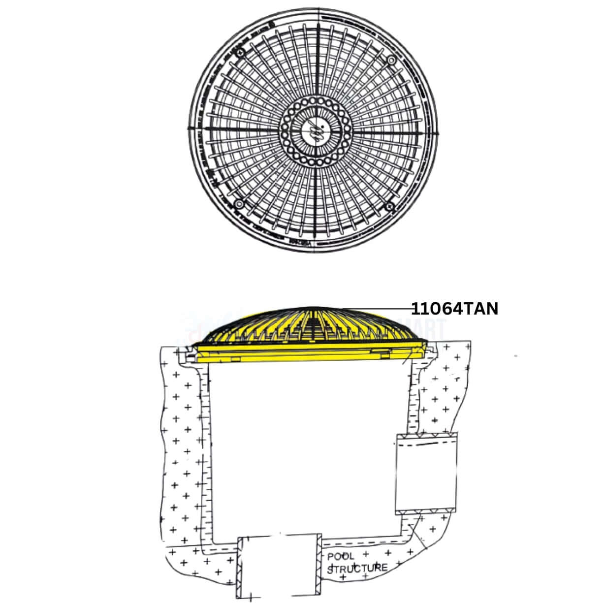 Afras Anti Vortex Drain Cover 11064TAN, tan, 7 3/8 inch, for pool safety from Discount Pool Mart DPM.
