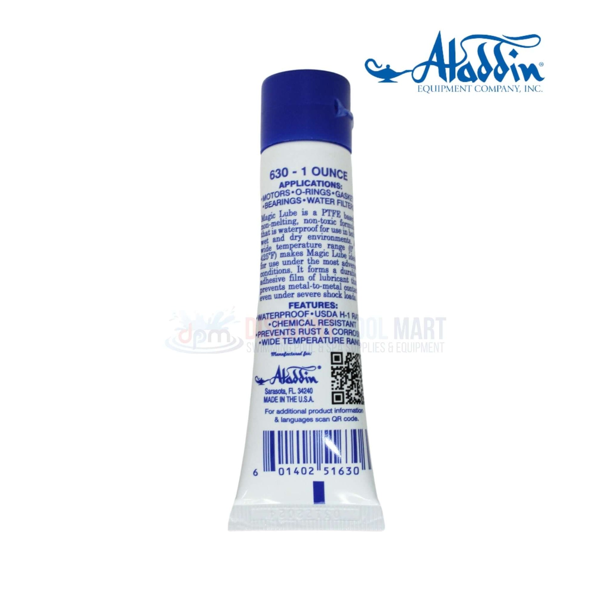 Aladdin Magic Lube Teflon Lubricant 1oz 630 for pool O-ring by Discount Pool Mart DPM, waterproof and chemical-resistant.