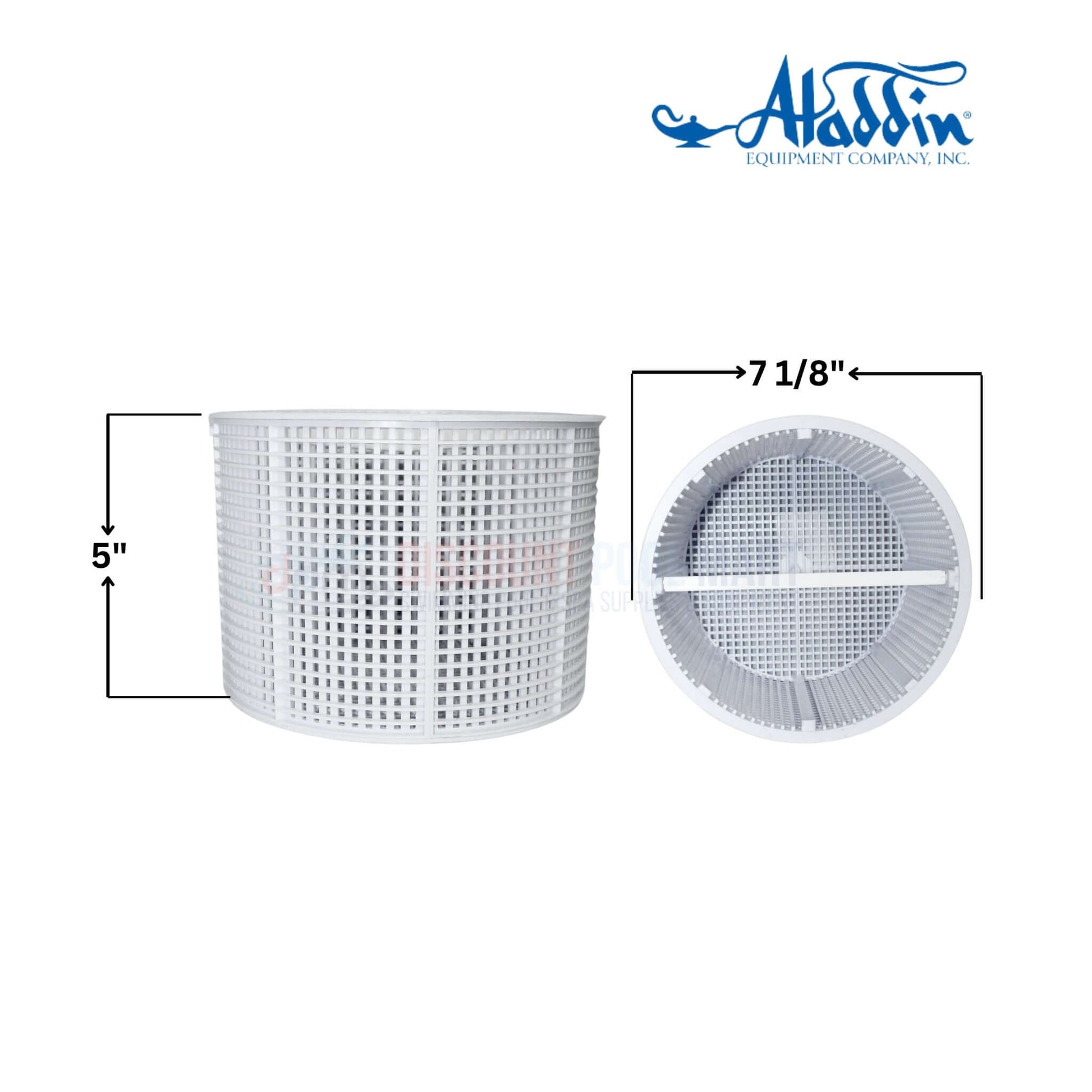 Aladdin Replacement Skimmer Basket for Hayward SPX1082CA, measures 7" top diameter, 5" height. Available at Discount Pool Mart DPM.