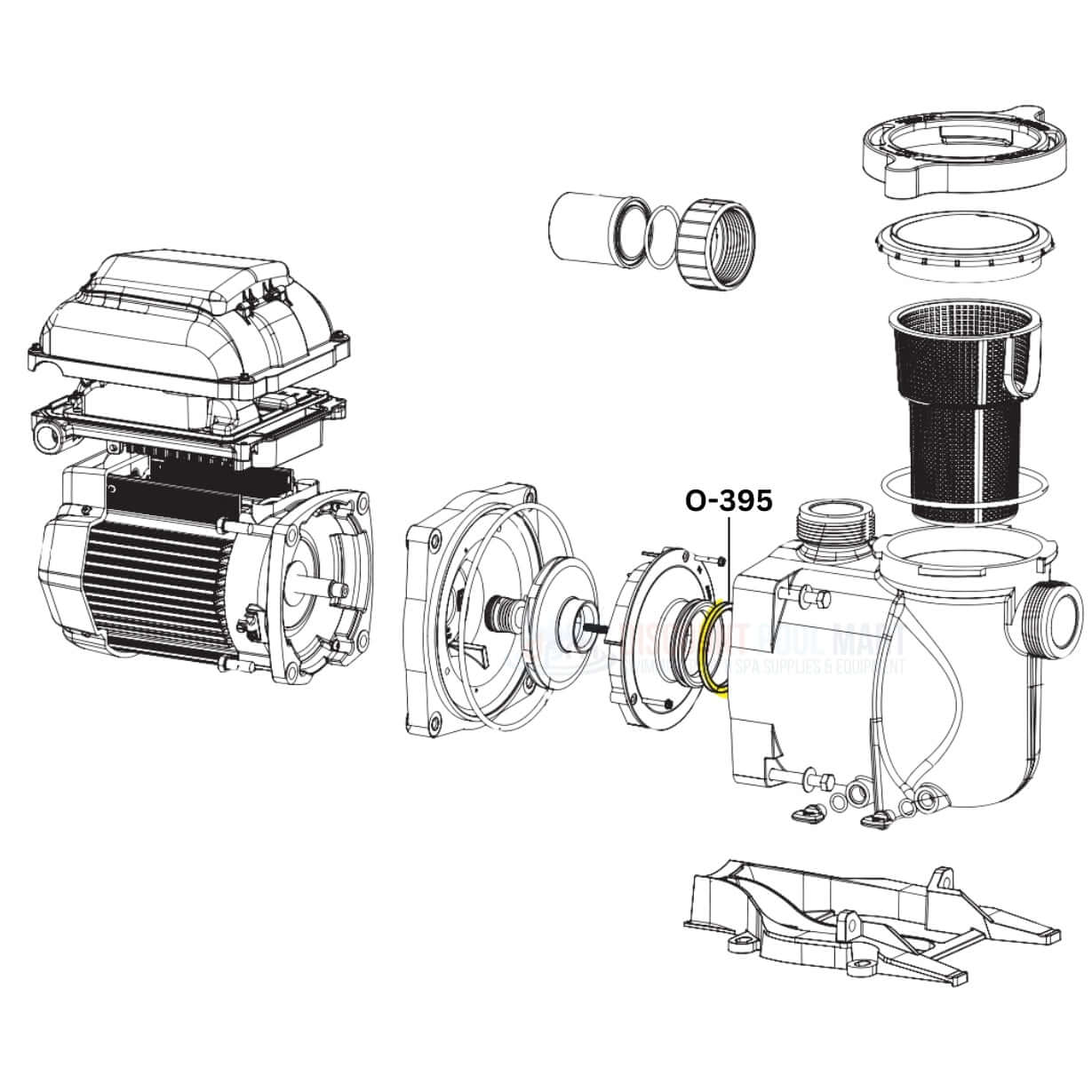 Diagram of Aladdin Diffuser O-Ring O-395 for SuperMax and SuperFlo Pumps | Discount Pool Mart DPM
