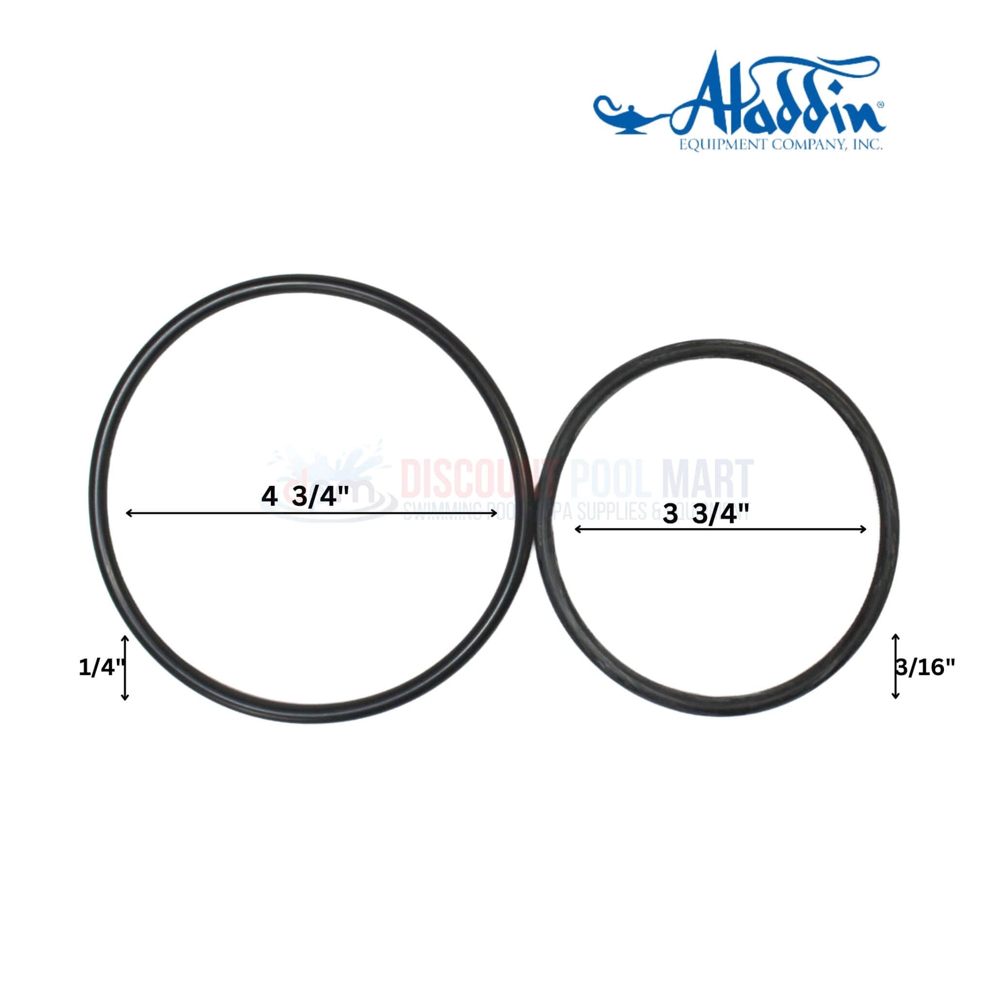 Aladdin O-Ring Kit dimensions, 4 3/4" & 3 3/4", for Hayward Filter, sold at Discount Pool Mart, DPM.