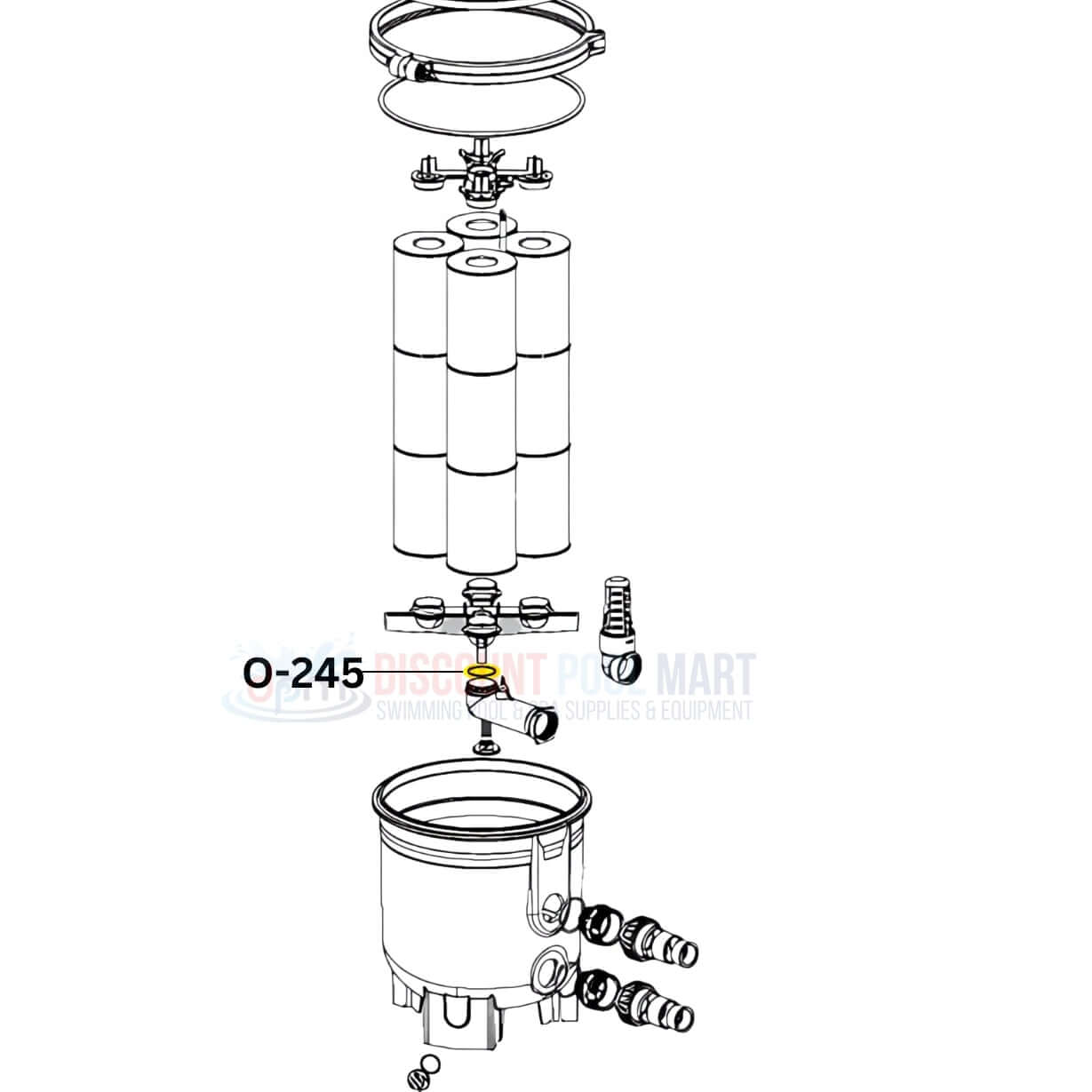Aladdin Union O-Ring O-245 diagram showing components for pool and spa systems from Discount Pool Mart DPM.