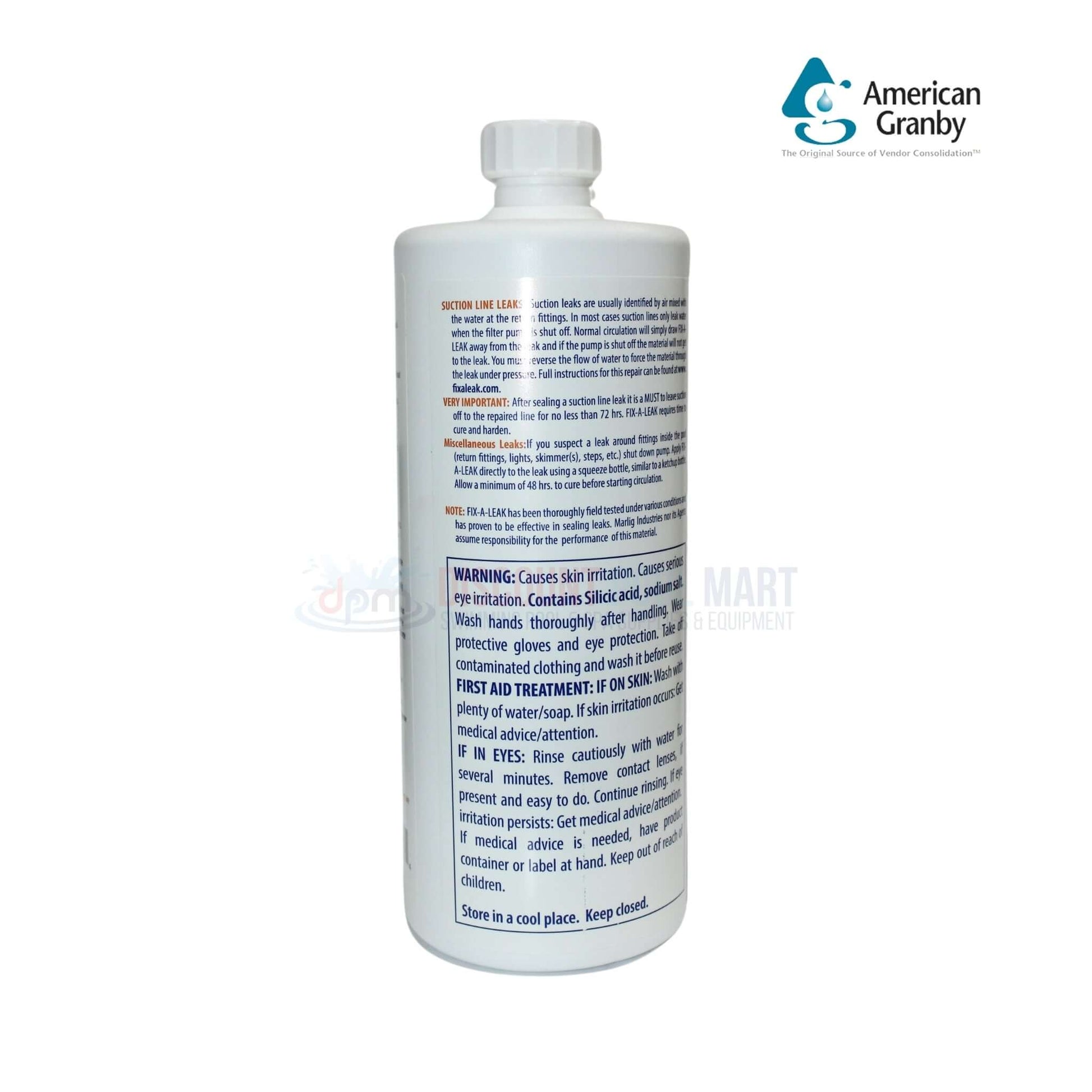 American Granby FIX-A-LEAK FAL32 Sealant 32oz by Discount Pool Mart DPM for sealing pool and spa leaks.