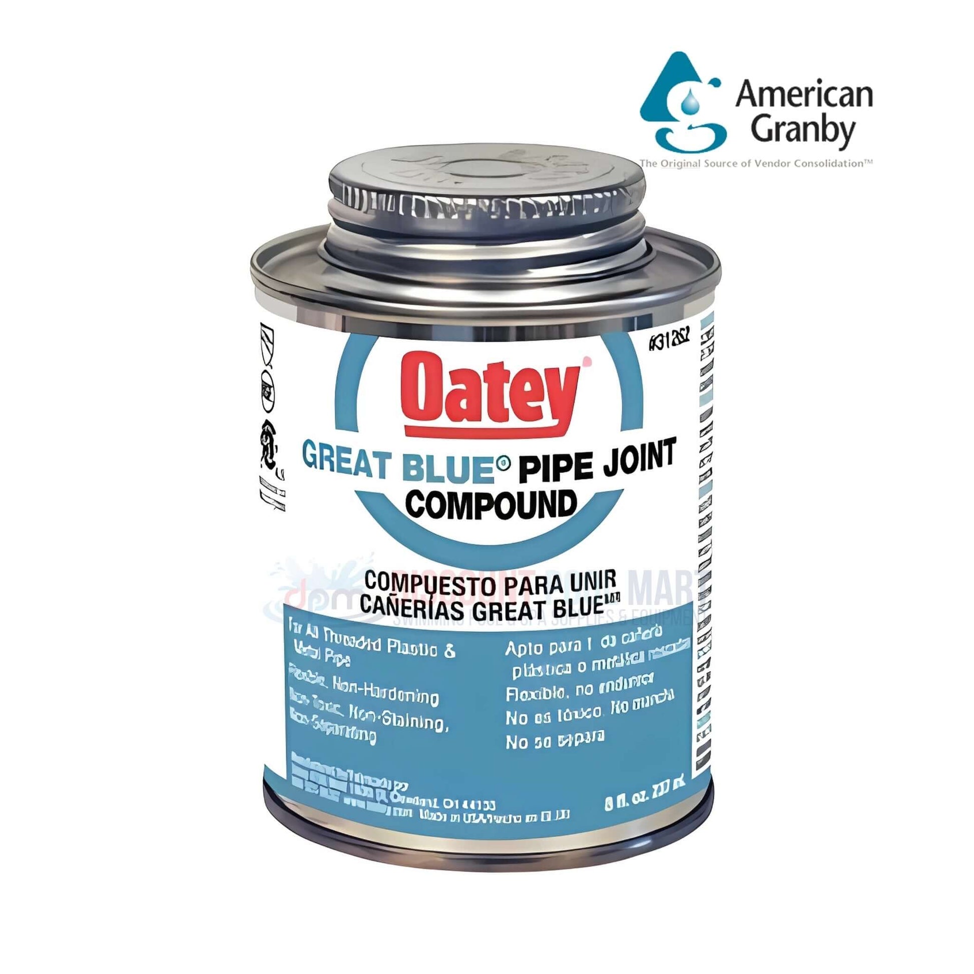 Oatey Great Blue Pipe Joint Compound 31261, 4 oz, non-toxic, thread sealant by American Granby, available at Discount Pool Mart DPM.