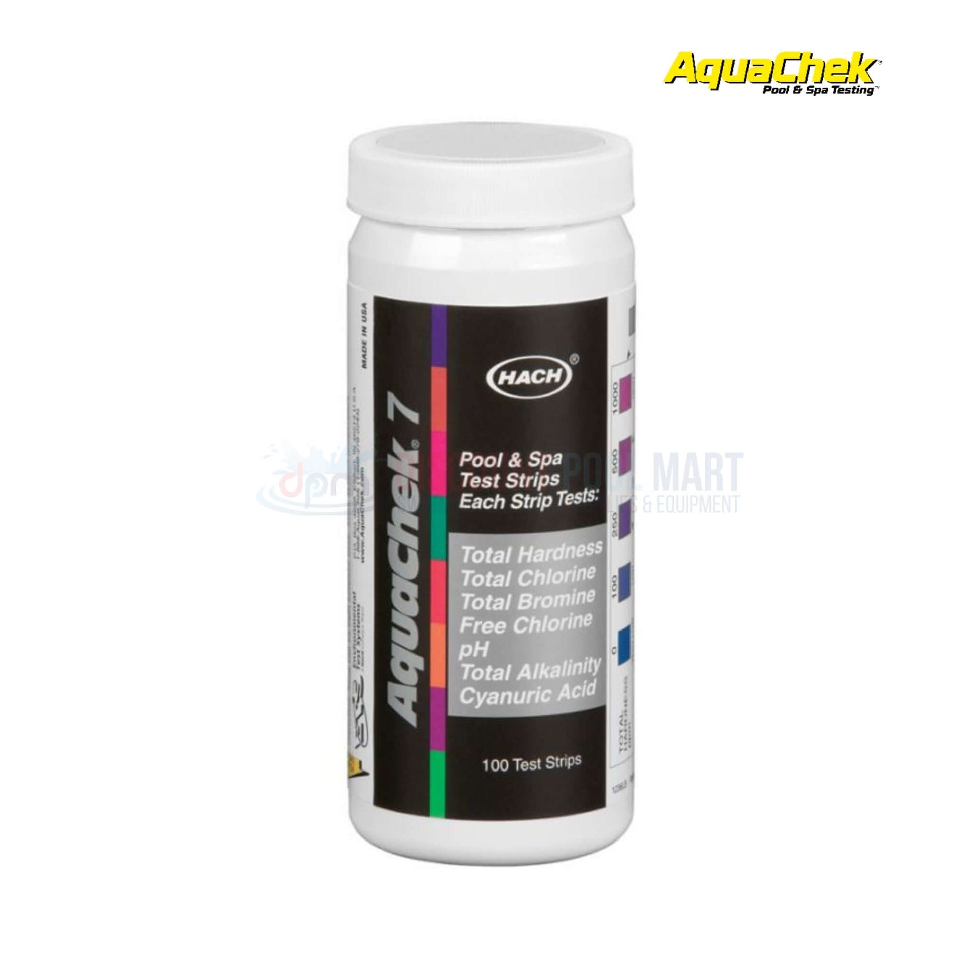 AquaChek Silver 7 in 1 Test Strips 100 Pack for pool and spa at Discount Pool Mart DPM. Tests 7 parameters quickly.