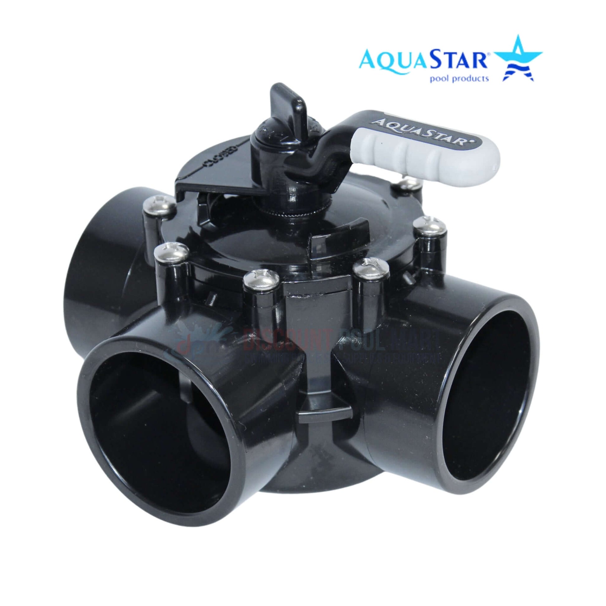 AquaStar FlowStar 3-Way Diverter Valve AV3W20C with 2" socket, 2.5" spigot, from Discount Pool Mart DPM.