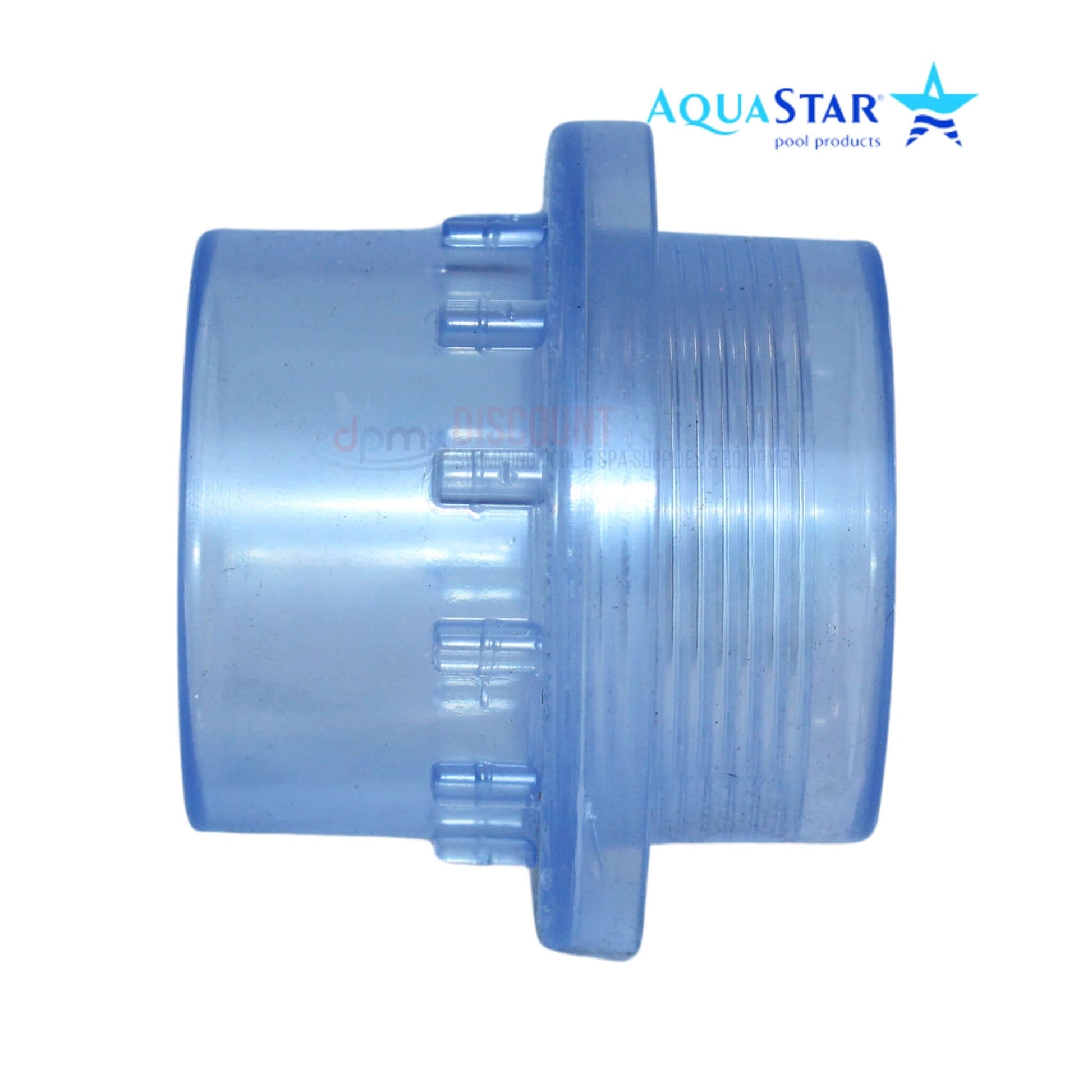 AquaStar Light Niche Return Fitting for 1.5" pipe, clear, UV-resistant ABS, DPM 3600 from Discount Pool Mart.