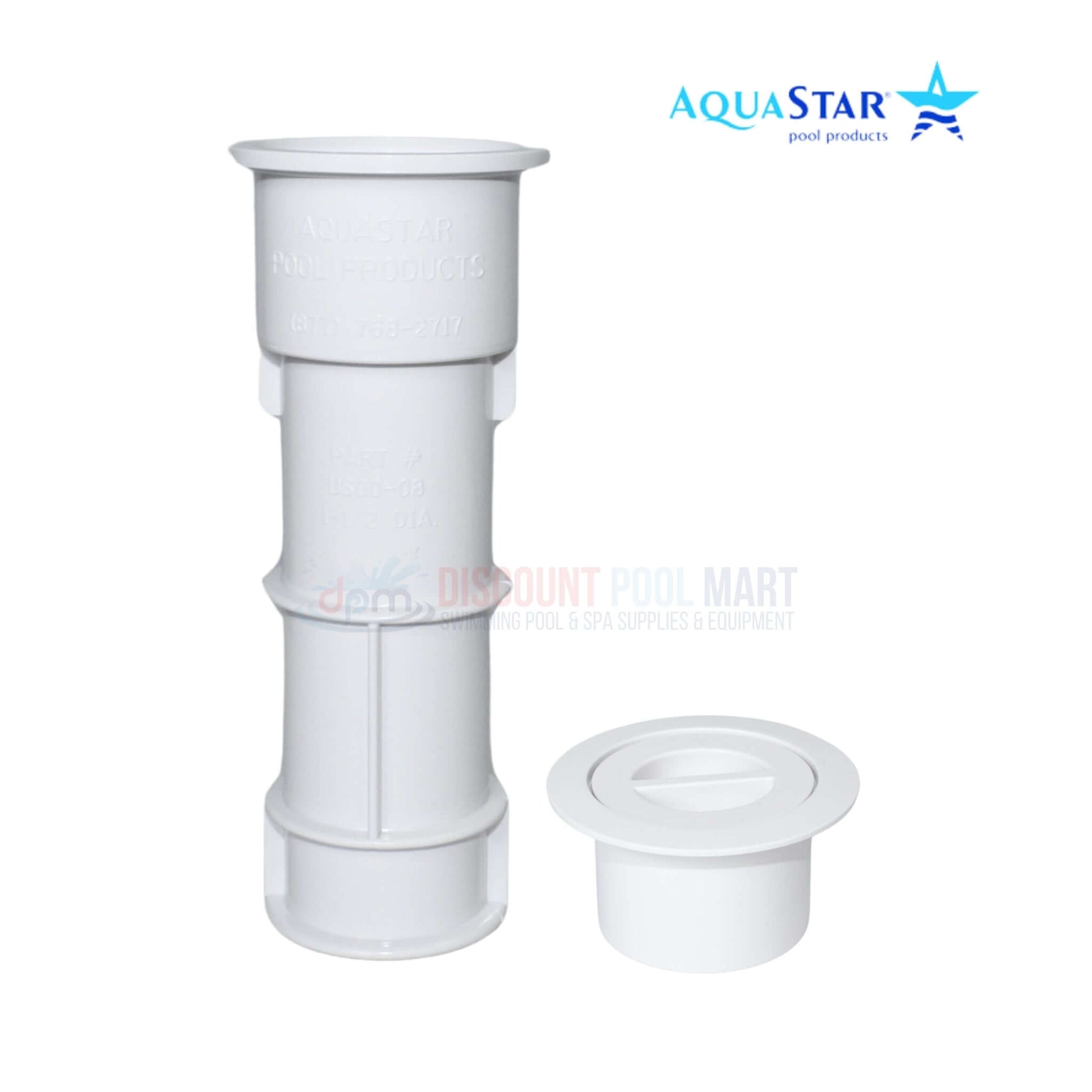 AquaStar Umbrella Stand with Sleeve and Center Cap, 7.5-inch, White, from Discount Pool Mart (DPM), durable for pool use.