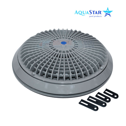 AquaStar 10" Round Main Drain Cover Grate in light gray with clips, compliant with VGB Act, SKU: A10RCFR103, Discount Pool Mart DPM.