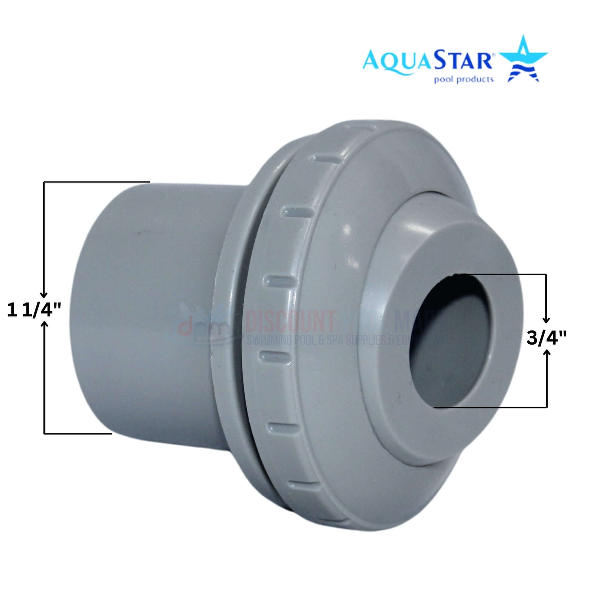 AquaStar 8203 gray directional eyeball fitting with dimensions 1.25" and 0.75" orifice from Discount Pool Mart DPM.