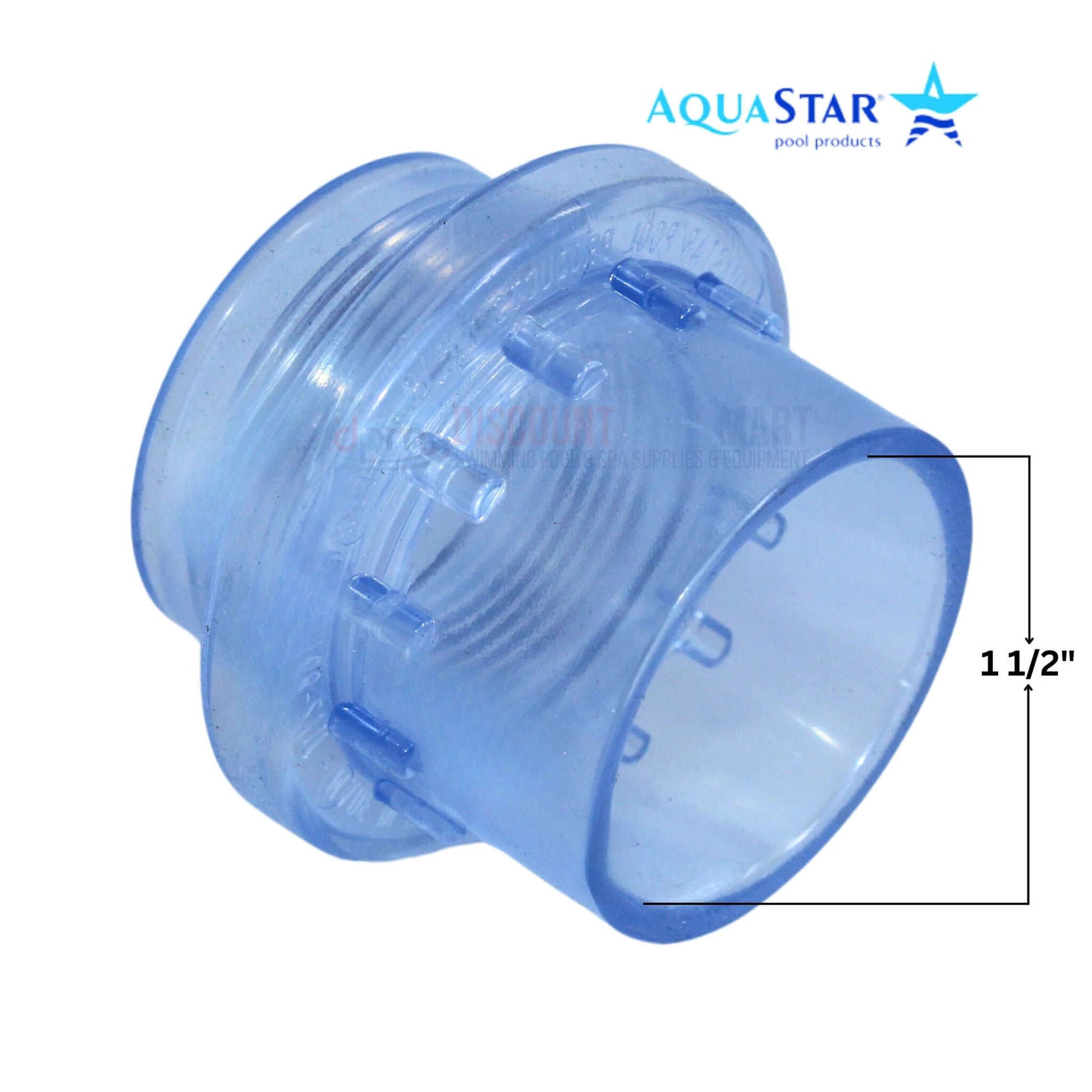 AquaStar Light Niche Return Fitting for 1.5" pipe, Clear, UV-resistant, SKU: 3600, Discount Pool Mart DPM.