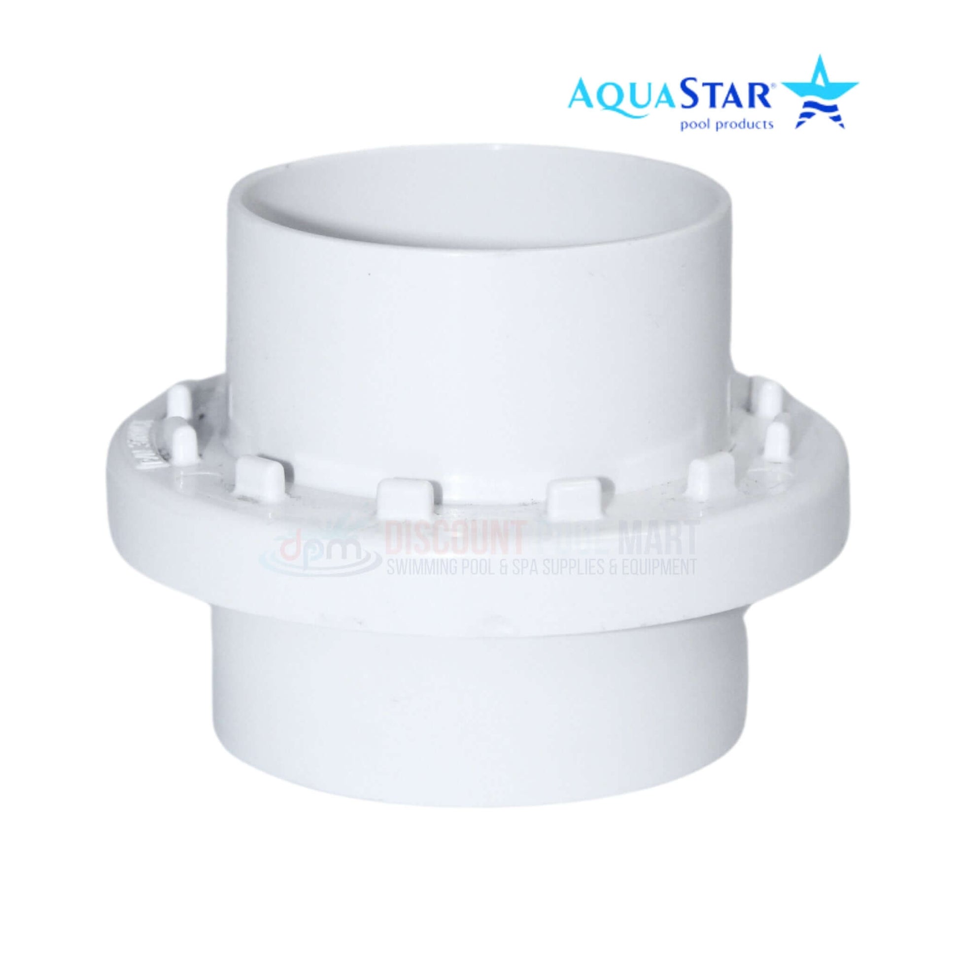 AquaStar Light Niche Return Fitting for 2-inch pipe, SKU 3701, by Discount Pool Mart DPM, durable white finish.