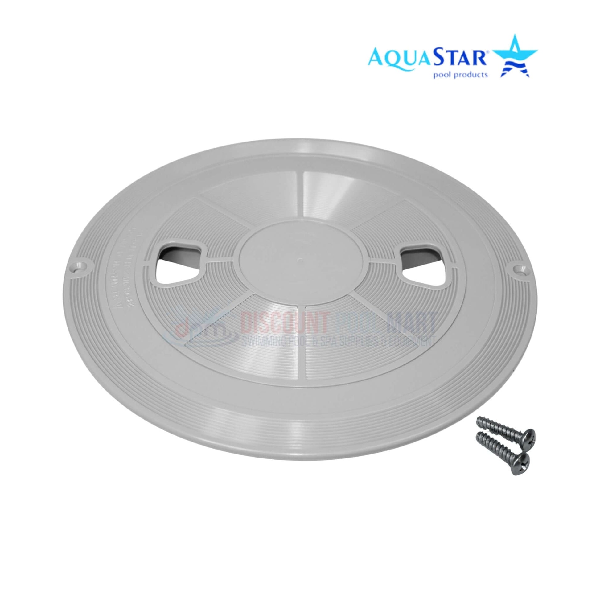 AquaStar Round Skimmer Lid in light gray, 9.9 inches diameter, compatible with Discount Pool Mart DPM skimmer collars.