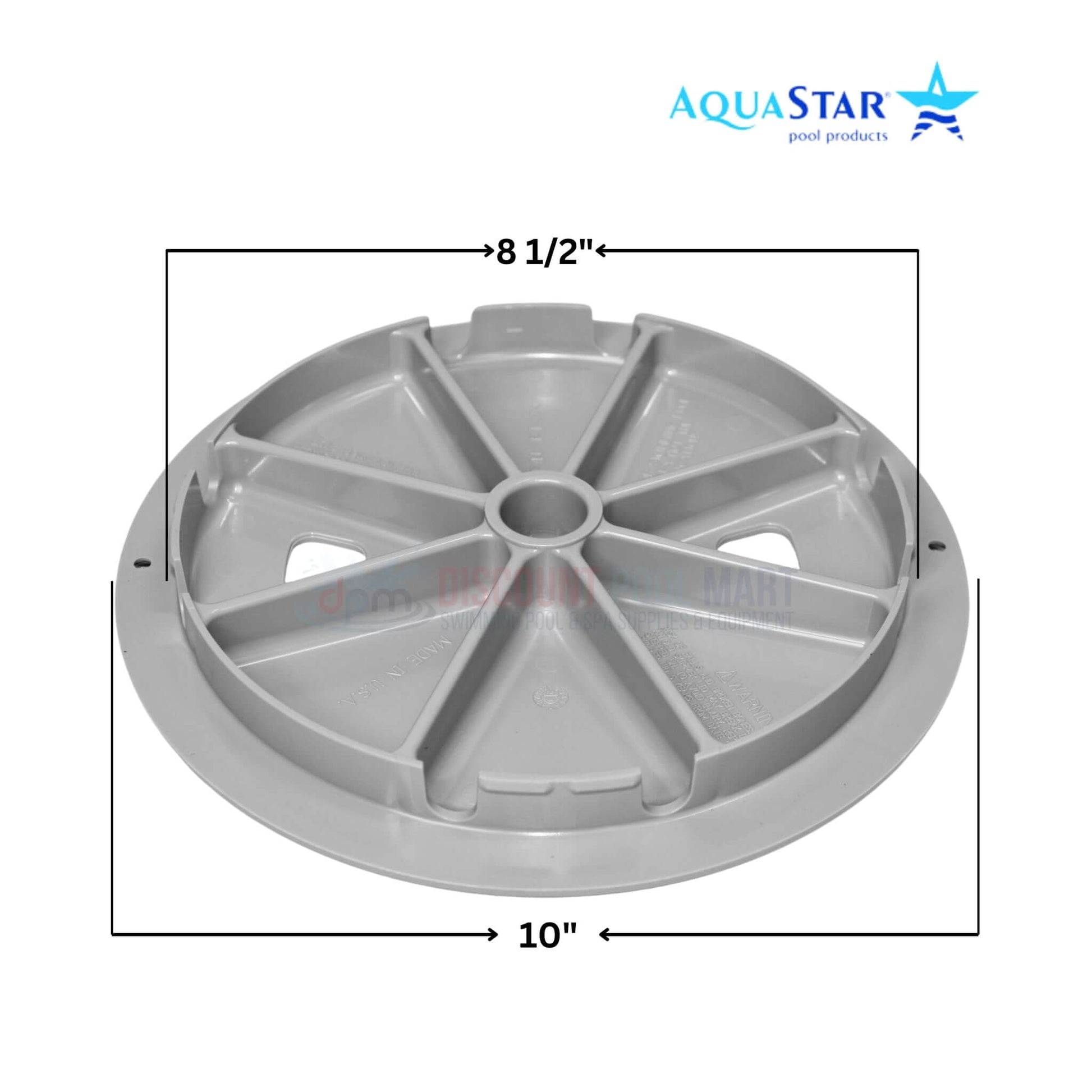 AquaStar Round Skimmer Lid, Light Gray, 9.9 inches, compatible with standard collars, from Discount Pool Mart DPM.