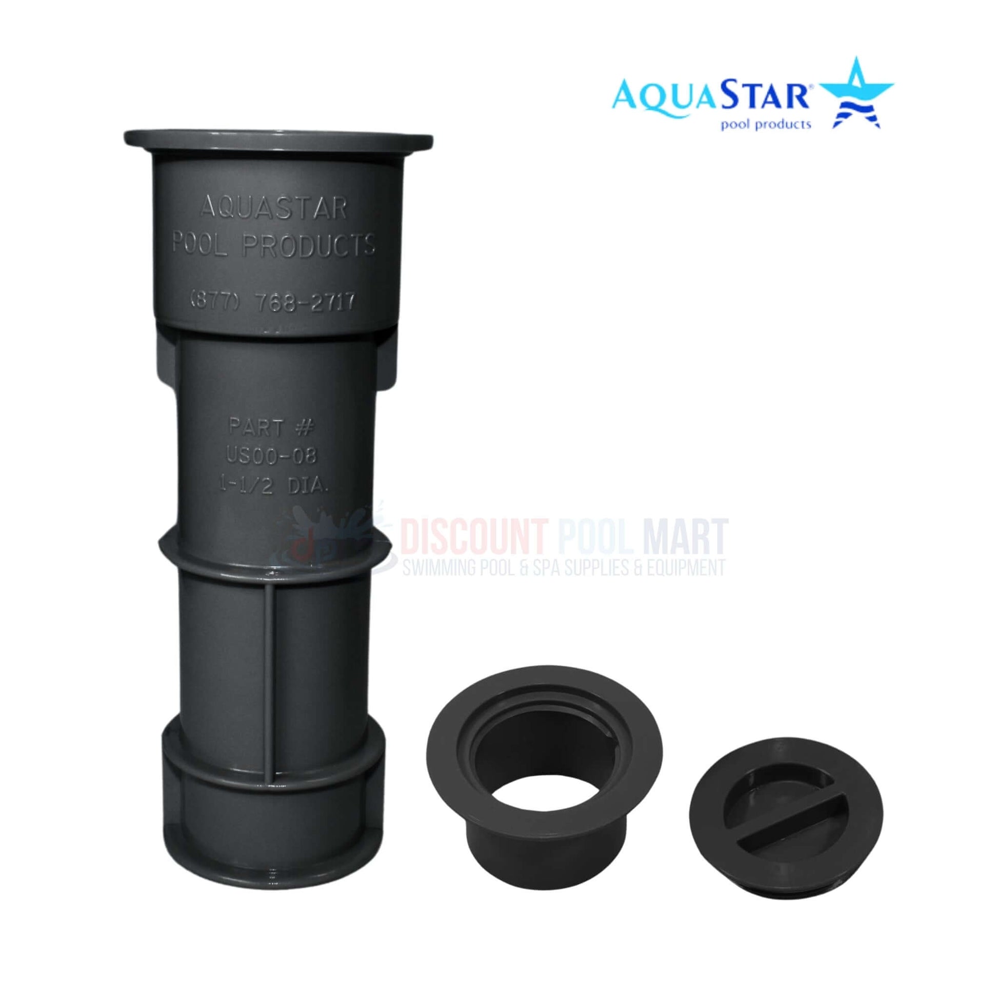 AquaStar Umbrella Stand with Sleeve and Center Cap in black, 7.5" for pools from Discount Pool Mart, durable ABS polymer.