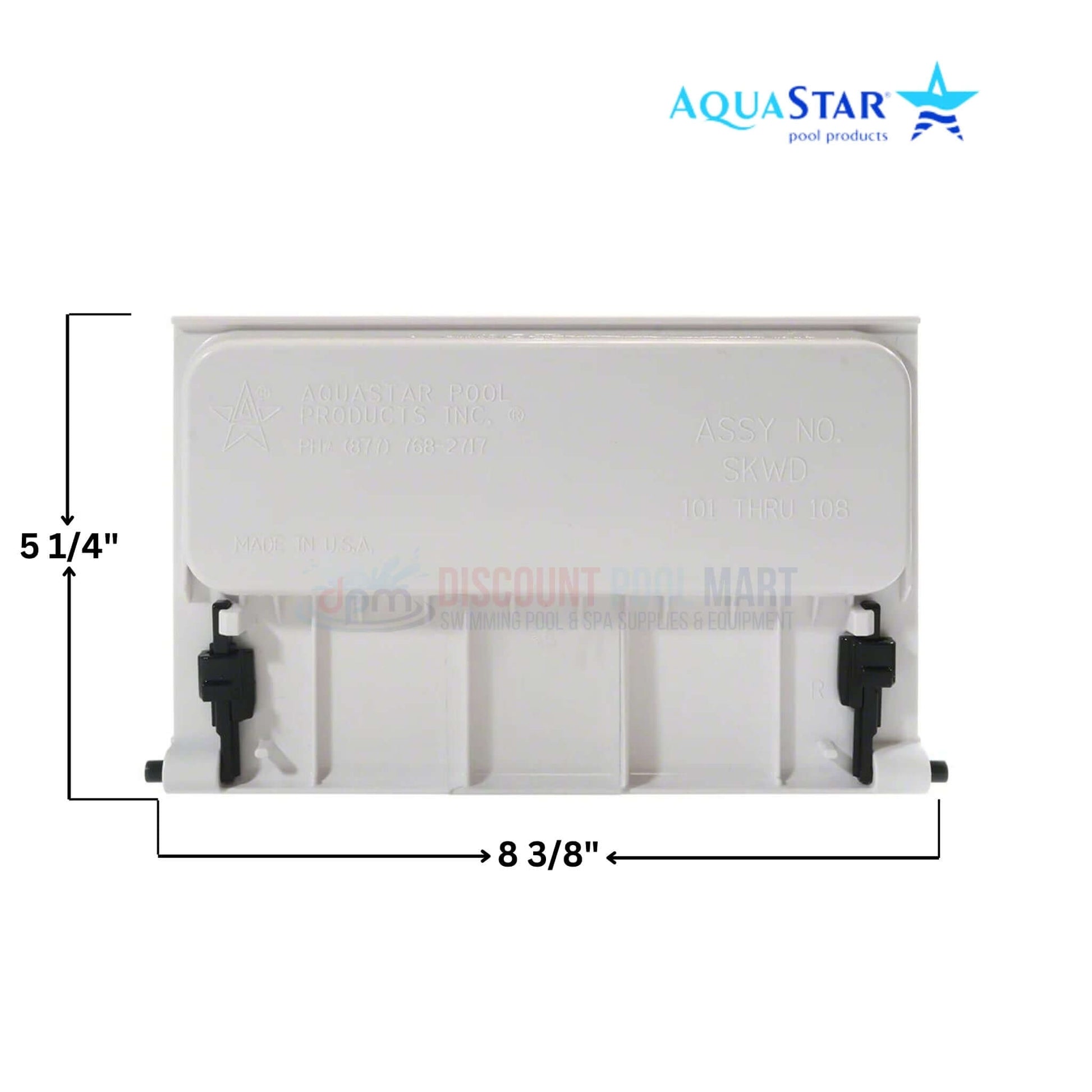 AquaStar Weir Plate SKWD101 with Clips for FlowStar Skimmers, white, dimensions 8 3/8" x 5 1/4", from Discount Pool Mart DPM.