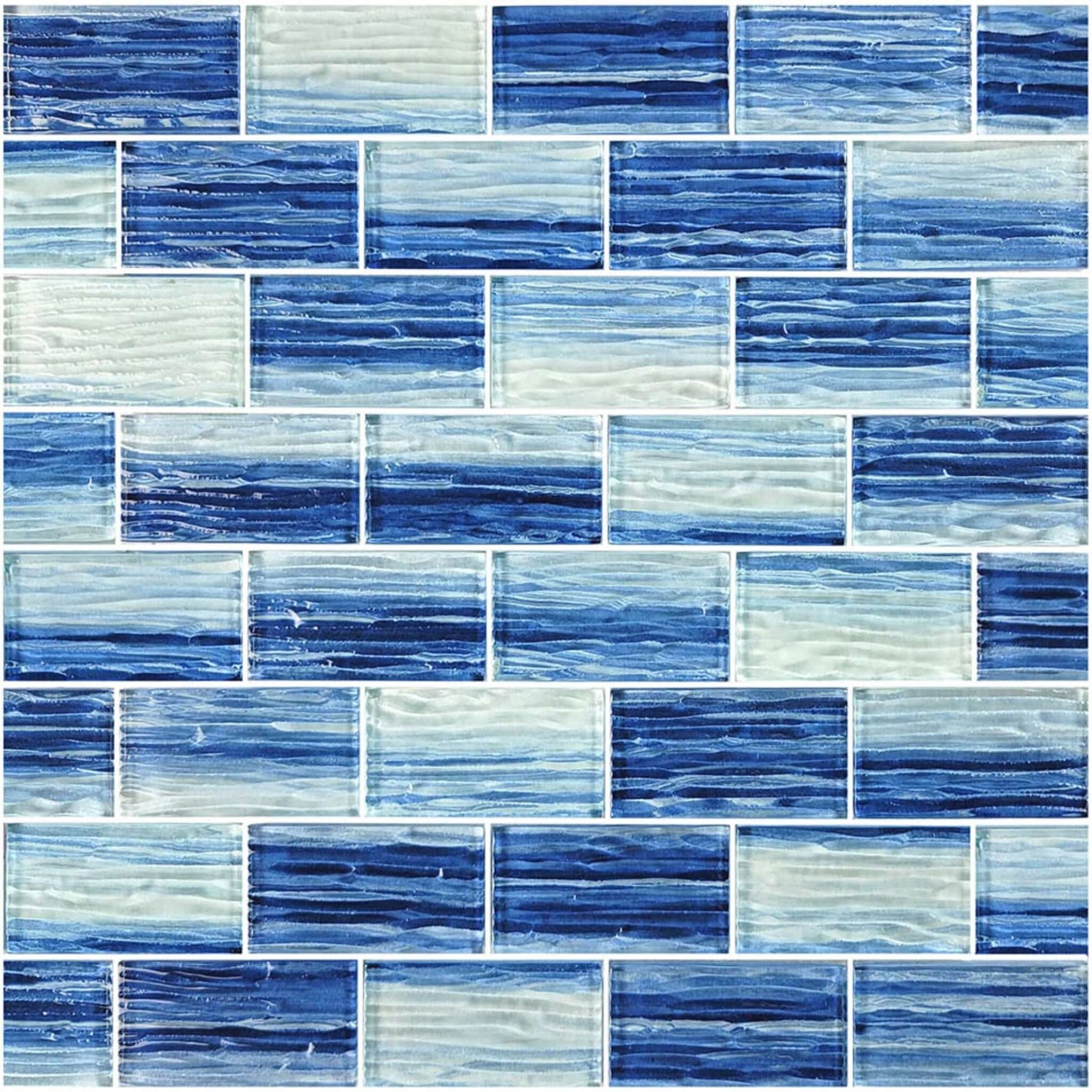 Artistry in Mosaics 1.5" x 3" glass tiles Mirage Series blue blend GM8153B3 from Discount Pool Mart DPM.