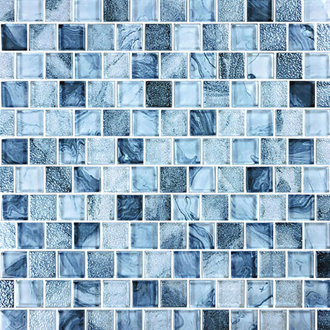 Artistry in Mosaics Arctic Blue Glass Tiles 1x1" SS82323B2 1 sq ft from Discount Pool Mart DPM.