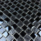 Artistry in Mosaics 1x1 Black Glass Tiles from Discount Pool Mart DPM, SS82323K1, 12x12 mesh sheet for easy installation.