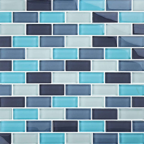 Artistry in Mosaics Aqua Blend Glass Tiles 1" x 2" | Crystal Series | SKU: GC82348T2 - Discount Pool Mart DPM