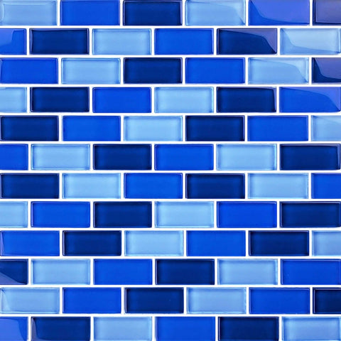 Artistry in Mosaics 1x2" Glass Tiles Crystal Series Cobalt Blue Blend GC82348B2 DPM