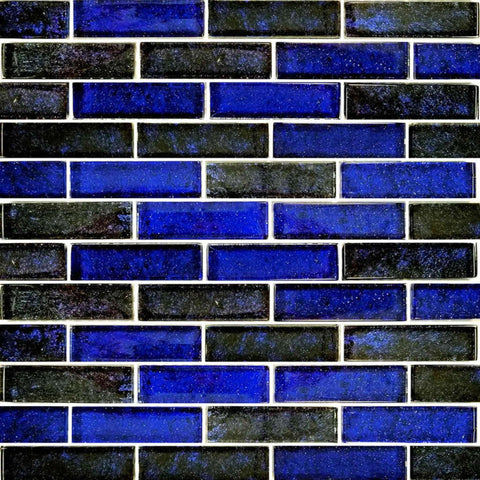 Artistry in Mosaics 1x3 Glass Tiles Nightfall Series Cobalt Black, NF613B22. Available at Discount Pool Mart DPM.