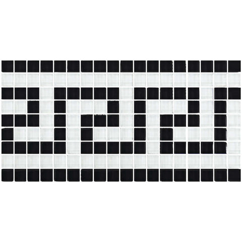 Artistry in Mosaics 5/8" x 5/8" Glass Tiles Greek Key Series Black White GK858K10 from Discount Pool Mart DPM.