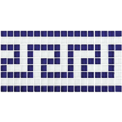 Artistry in Mosaics Greek Key Series Blue White Glass Tiles GK858B23 from Discount Pool Mart DPM, 5/8" x 5/8".