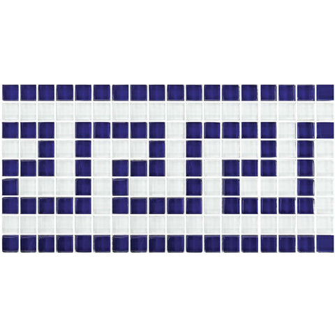 Artistry in Mosaics Greek Key Series Blue White Glass Tiles GK858B23 from Discount Pool Mart DPM, 5/8" x 5/8".