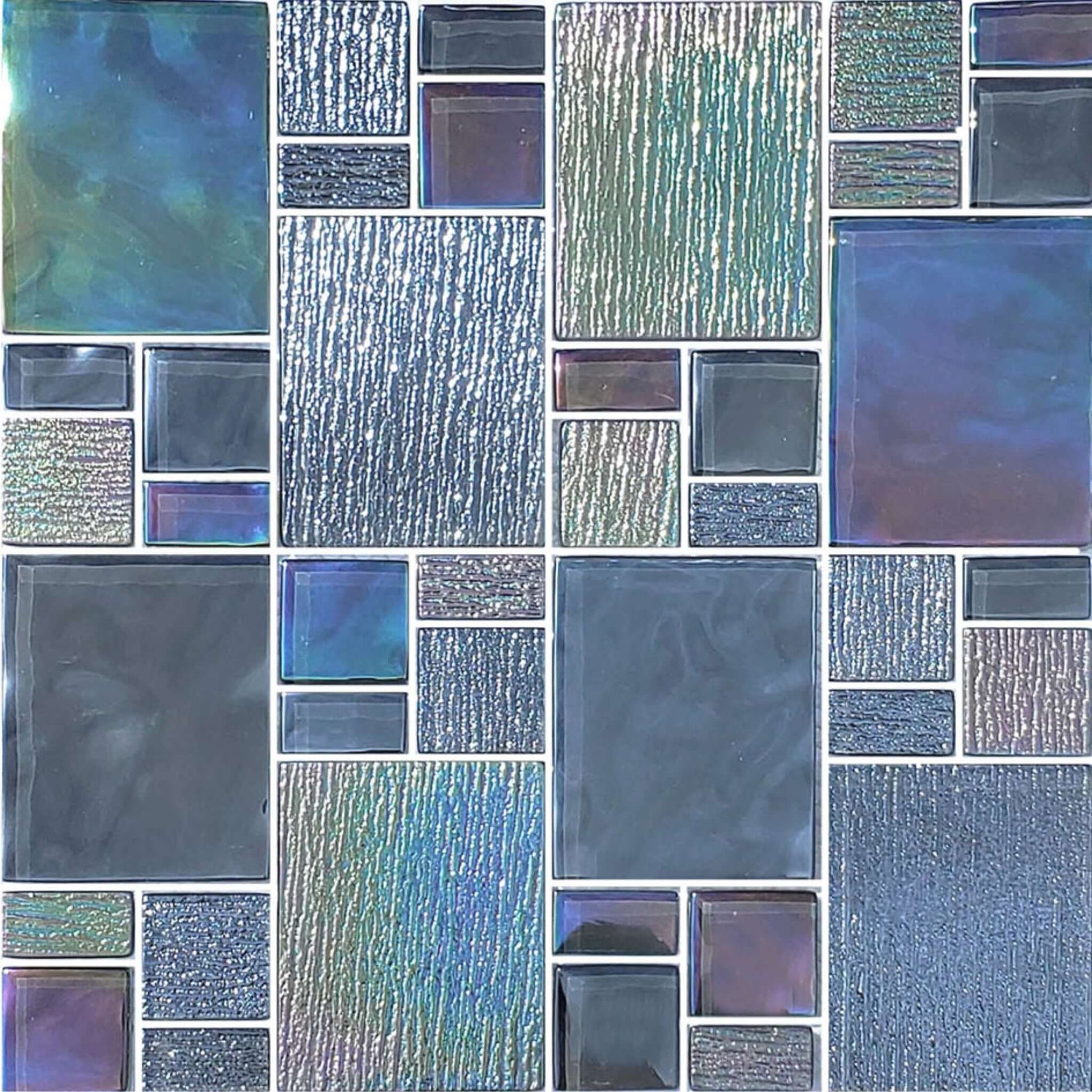 Artistry in Mosaics Avalon Series Mixed Glass Tiles Gray, iridescent, 1 sq ft, ideal for backsplashes, pool waterlines, AV8MXK10 - Discount Pool Mart DPM.