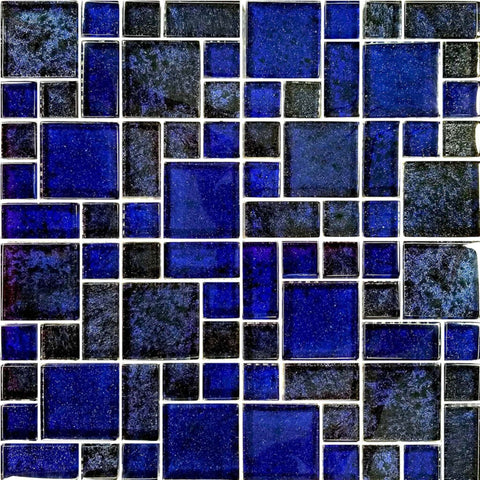 Artistry in Mosaics Nightfall Series Cobalt Black Glass Tiles, 1 sq ft., NF6MXB22, Discount Pool Mart DPM