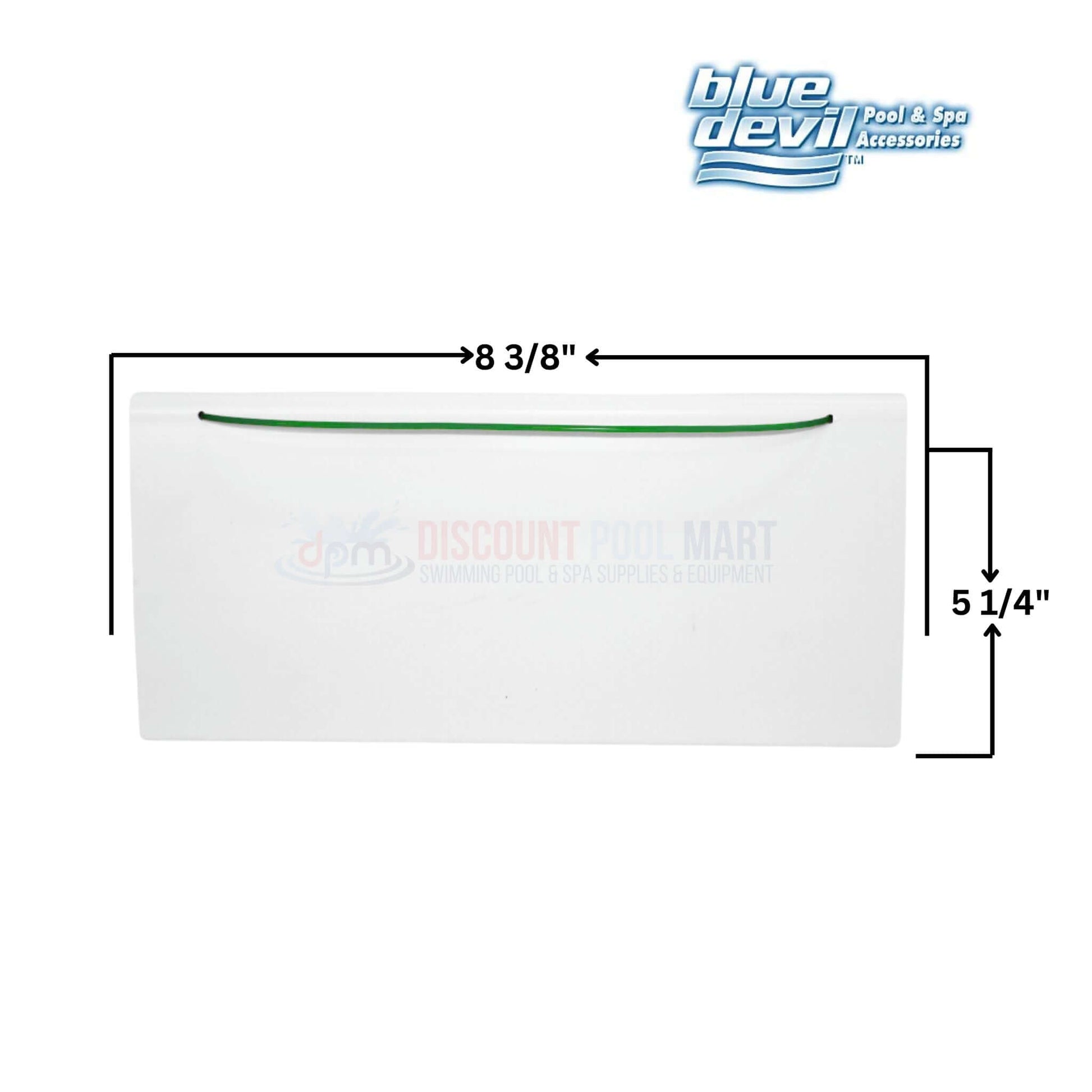 B8550 | Blue Devil Skimmer Weir Gate for Swimquip U3 | 8-3/8" | 08650-0022, shown from the front with dimensions, white plastic, from Discount Pool Mart.