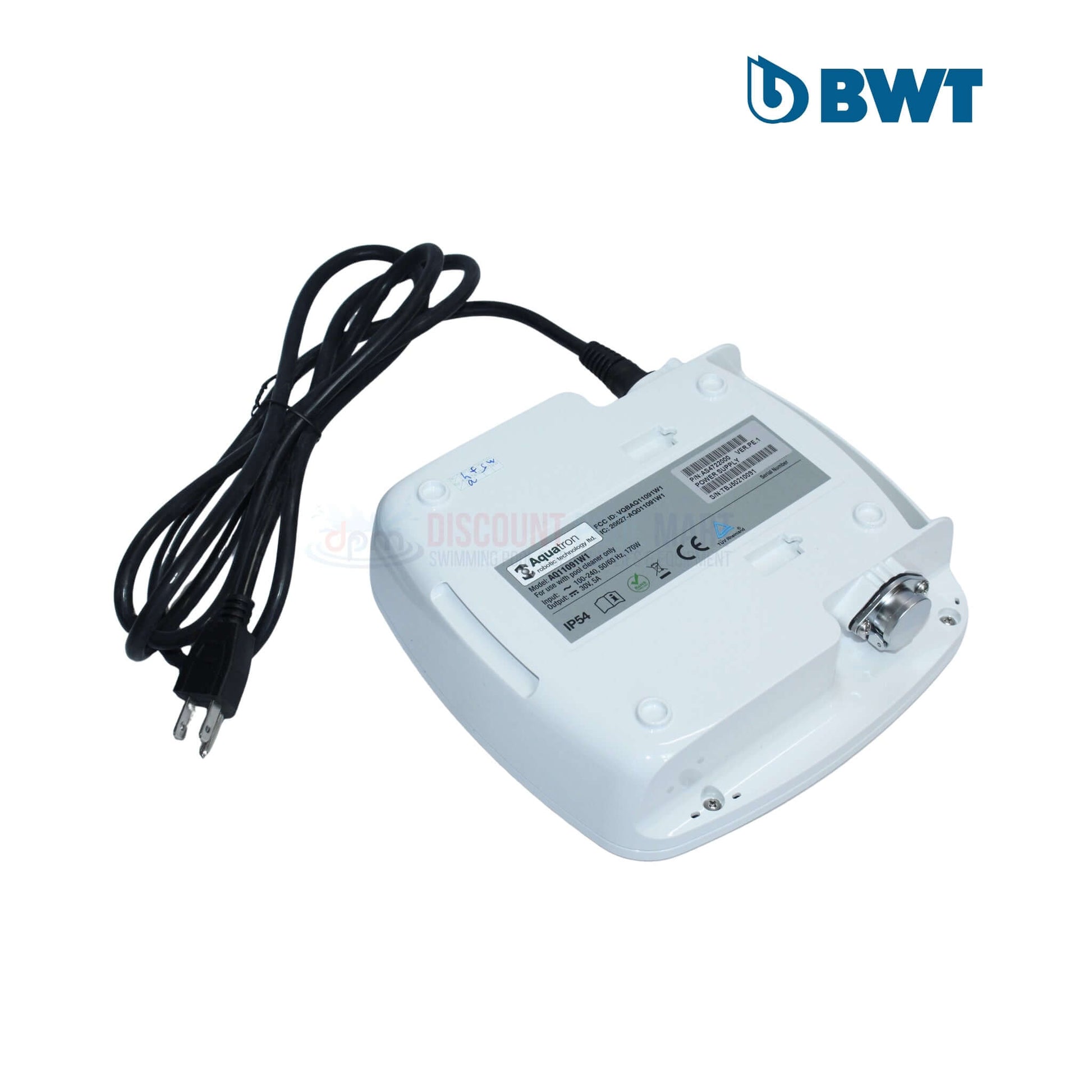 BWT D600 Robotic Cleaner Power Supply Control Panel with cord, white color, from Discount Pool Mart, SKU DPM-D600. Reliable pool supplies.