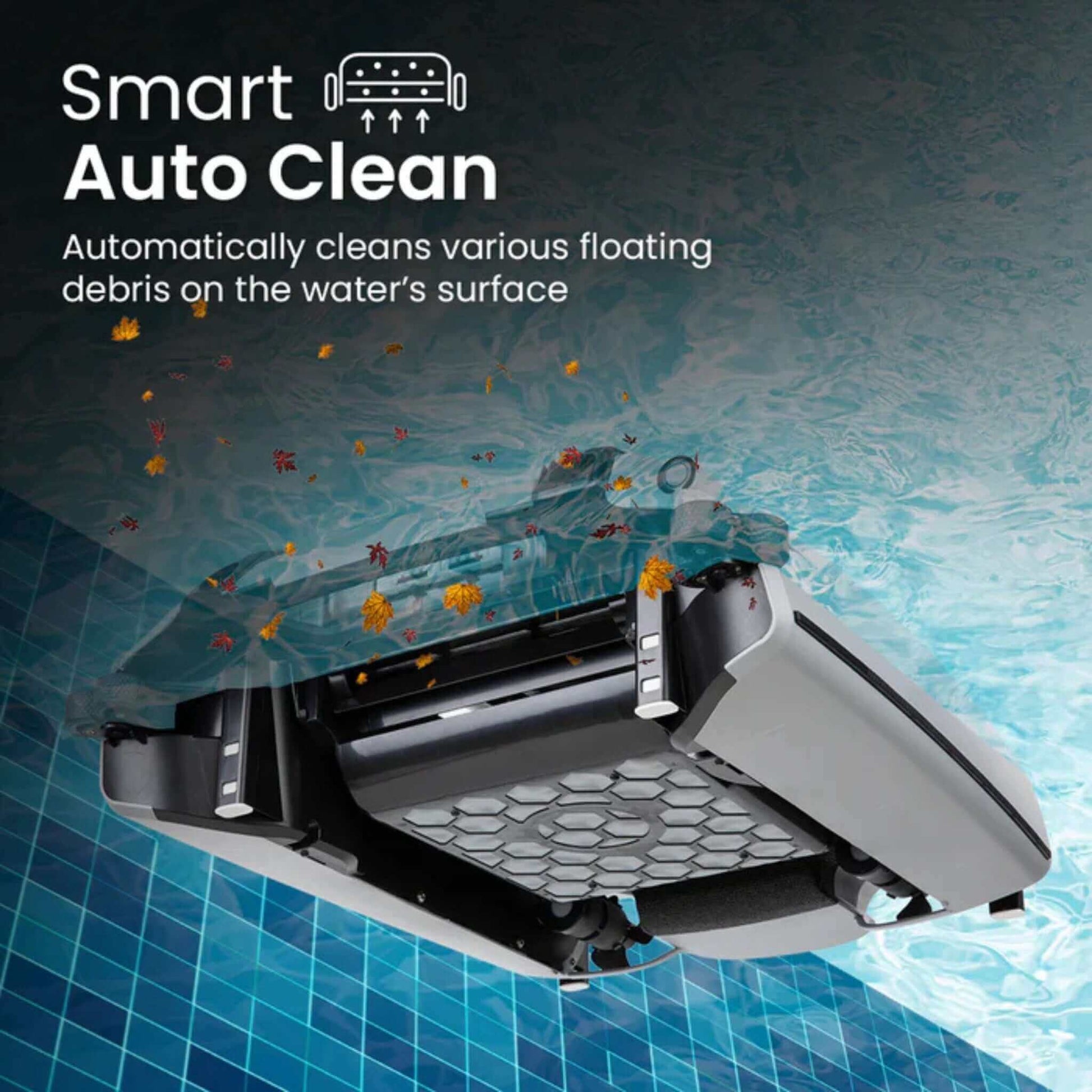 Betta SE Plus Solar Powered Smart Robotic Pool Skimmer by Discount Pool Mart DPM, showcasing smart auto clean feature.