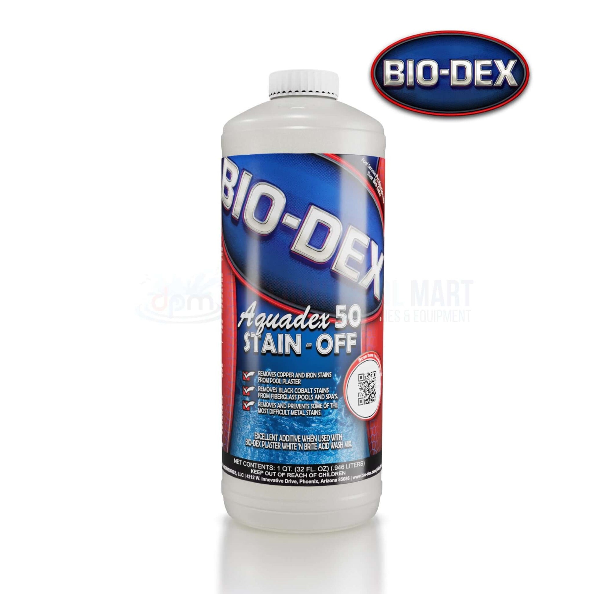 Bio-Dex Aquadex 50 Stain-off 32oz ADQ50, removes metal stains in pools/spas, available at Discount Pool Mart DPM.
