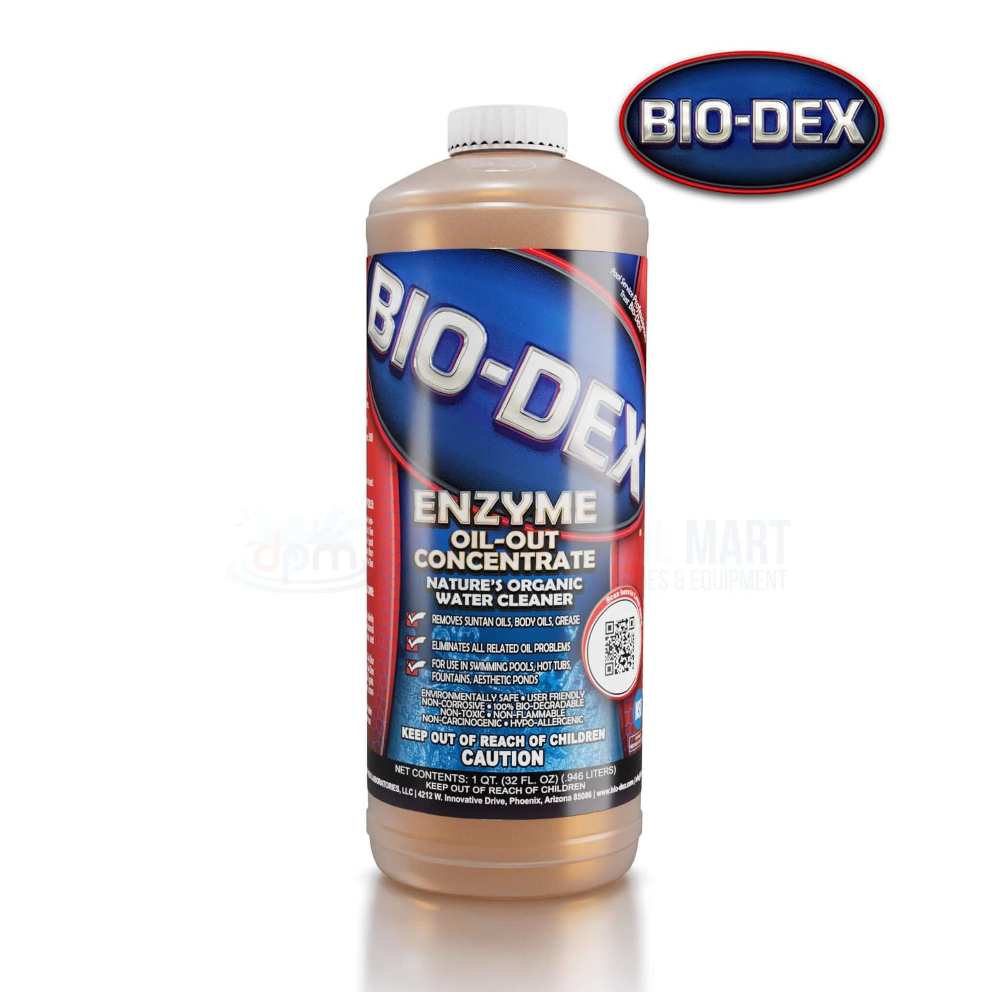 Bio-Dex Oil Out Enzyme Water Cleaner 32oz, OO132 from Discount Pool Mart DPM, non-toxic, hypo-allergenic, effective oil remover.