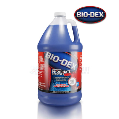 Bio-Dex Phosphate Remover Max 1 Gallon, SKU PHOS+04, from Discount Pool Mart DPM, effective non-toxic pool clarifier.