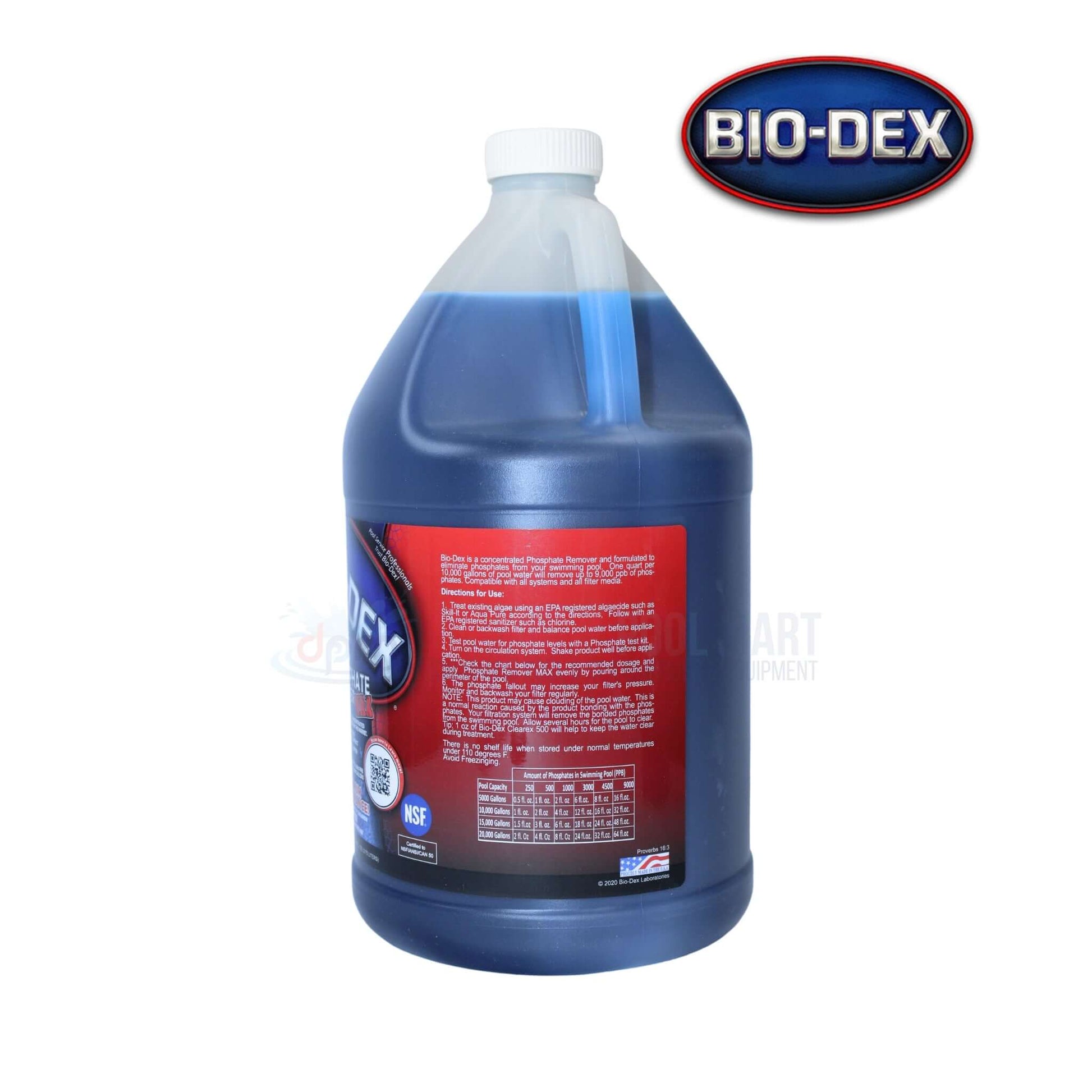 Bio-Dex Phosphate Remover Max 1 Gallon PHOS+04, eliminates high phosphate levels safely. Available at Discount Pool Mart DPM.