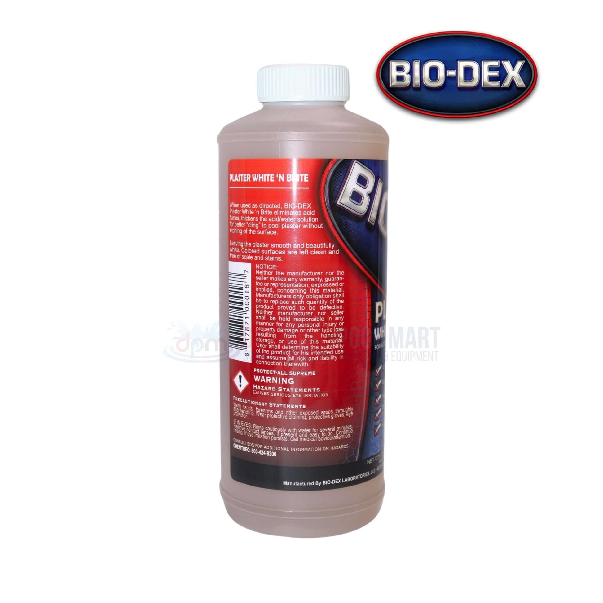 Bio-Dex Plaster White 'N Brite Acid Wash 32oz bottle from Discount Pool Mart DPM for effective pool cleaning.