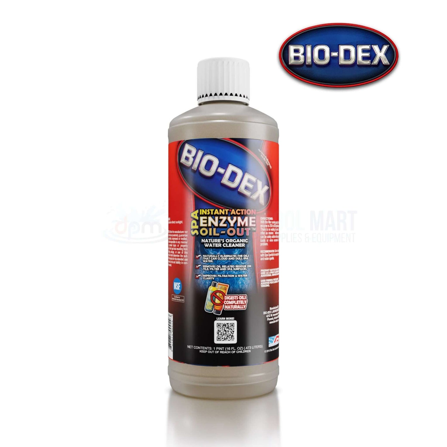 Bio-Dex Spa Enzyme Oil-Out 16oz OOSP16 by Discount Pool Mart DPM, organic water cleaner for spas.