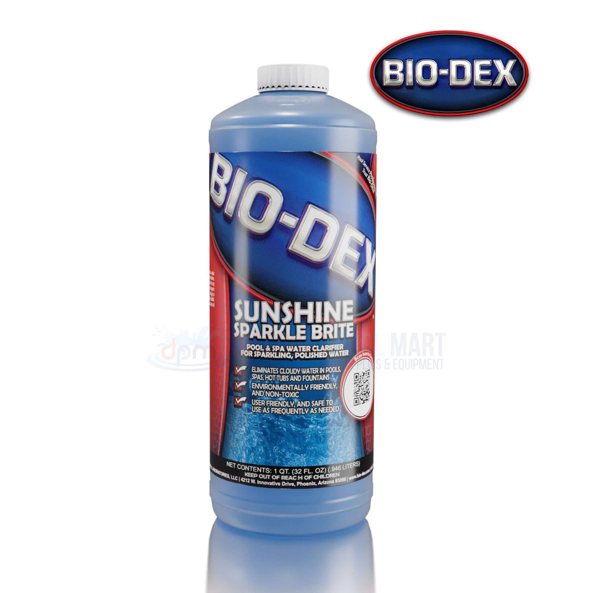 Bio-Dex Sunshine Sparkle Brite Clarifier 32oz SSS32 for clean pool water by Discount Pool Mart DPM.