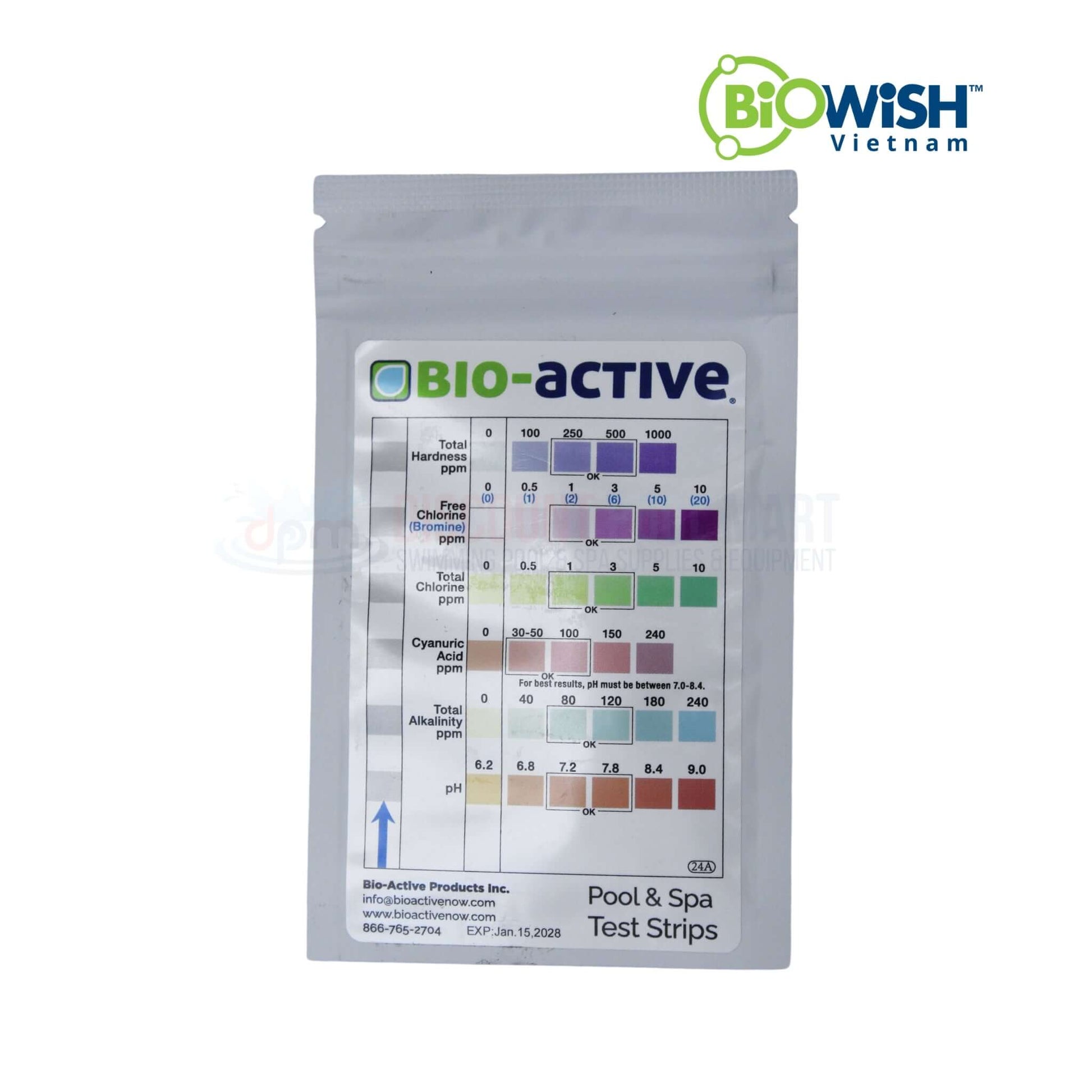Bio-Active Pool & Spa Test Strips by Discount Pool Mart DPM for accurate water quality testing.