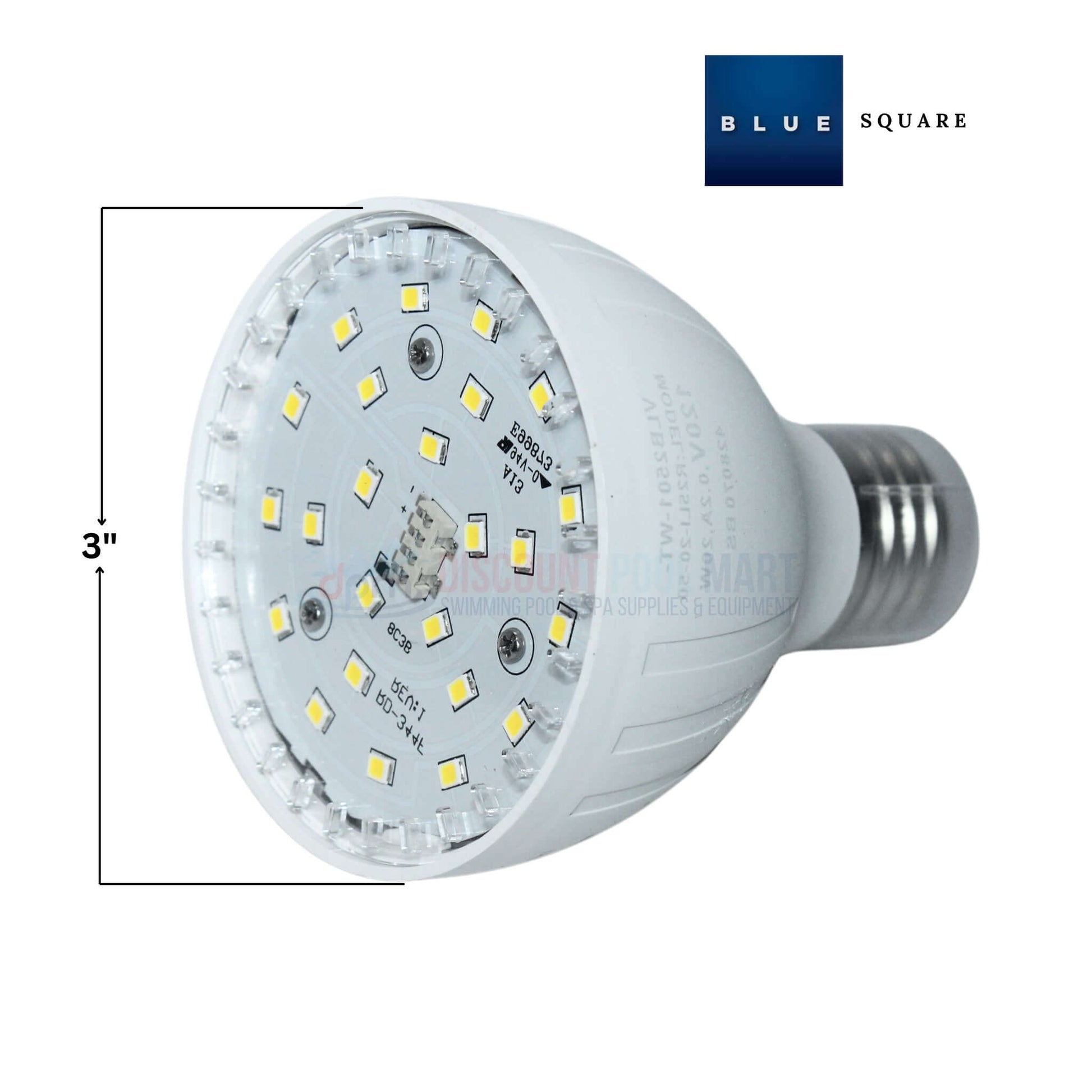 Blue Square 20W Cool White LED Spa Light Bulb VLB2501-WT from Discount Pool Mart DPM, 3 inch size