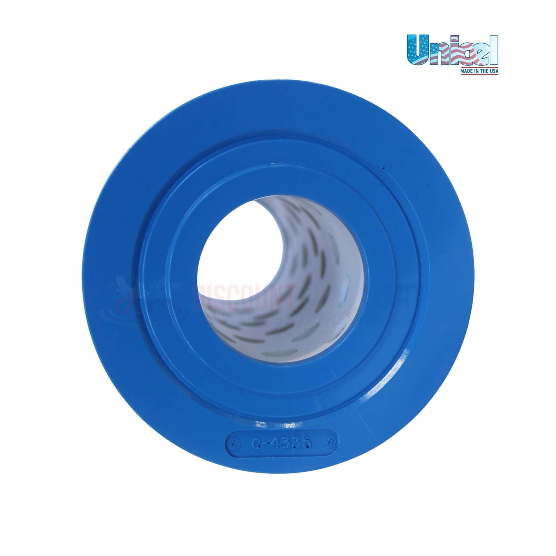 C-4335 | Unicel Pentair Rainbow Dynamic 35 cartridge filter top view, blue exterior, for pool supplies by Discount Pool Mart.