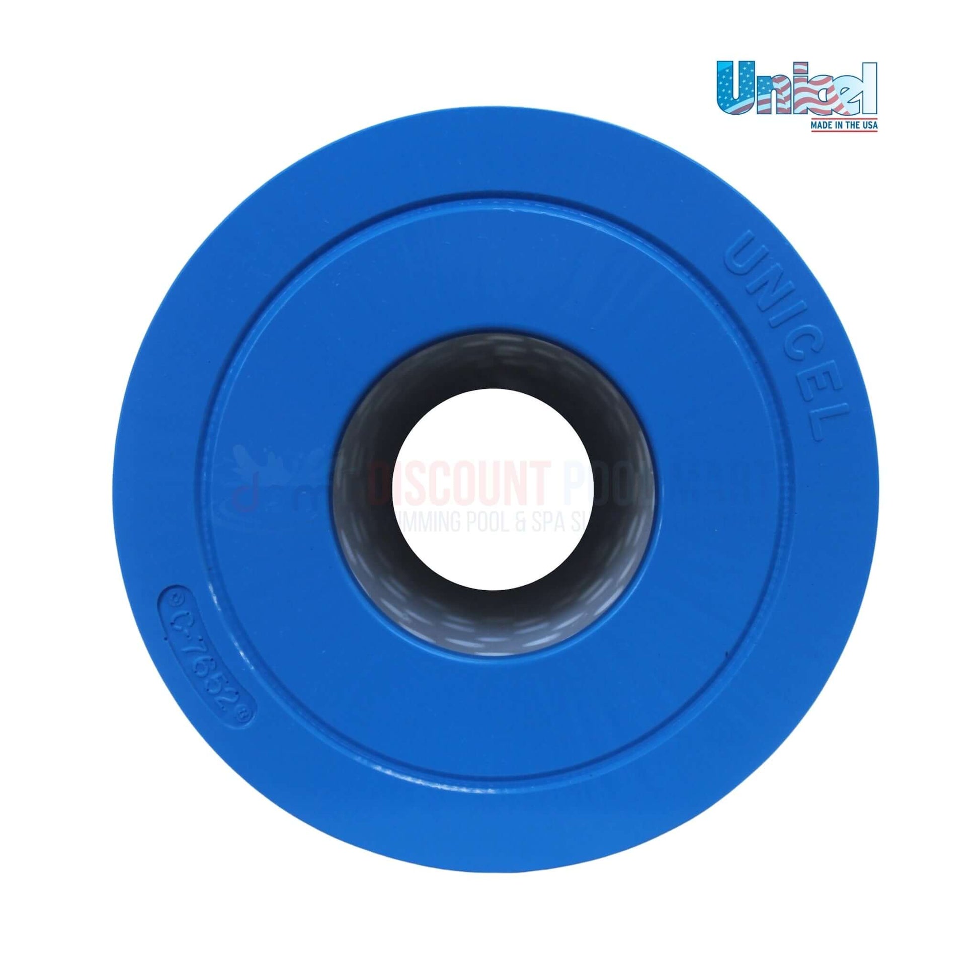 C-7652 | Unicel Swimquip/Posi-Clean 50 Sq. Ft. Cartridge, blue, top view, pool filter replacement, available at Discount Pool Mart.