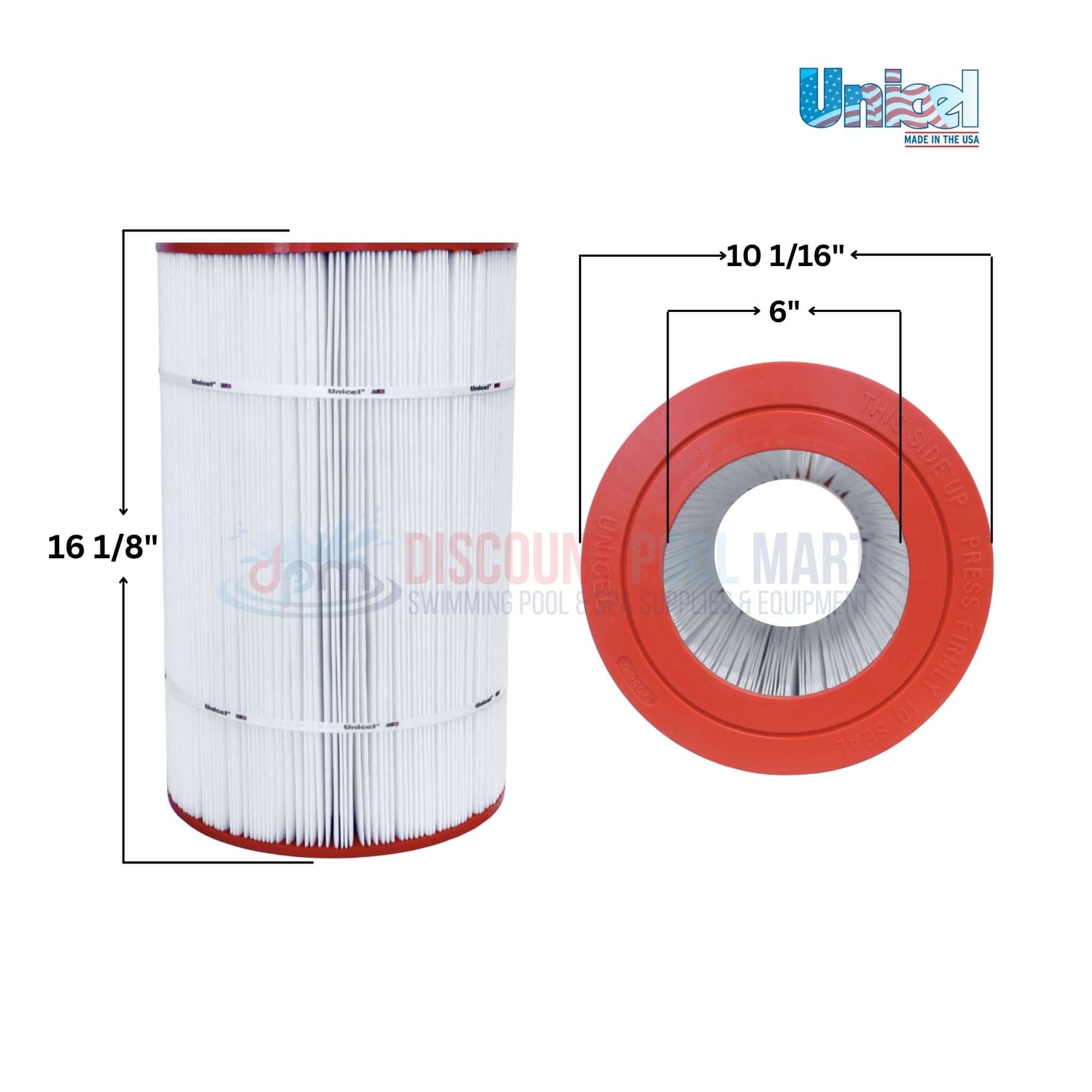 C-9407 | Unicel 75 Sq. Ft. Cartridge For Pentair CC75 & Predator-75 | R173214 shown at angle, 10 1/16" x 16 1/8", filter detail by Discount Pool Mart.